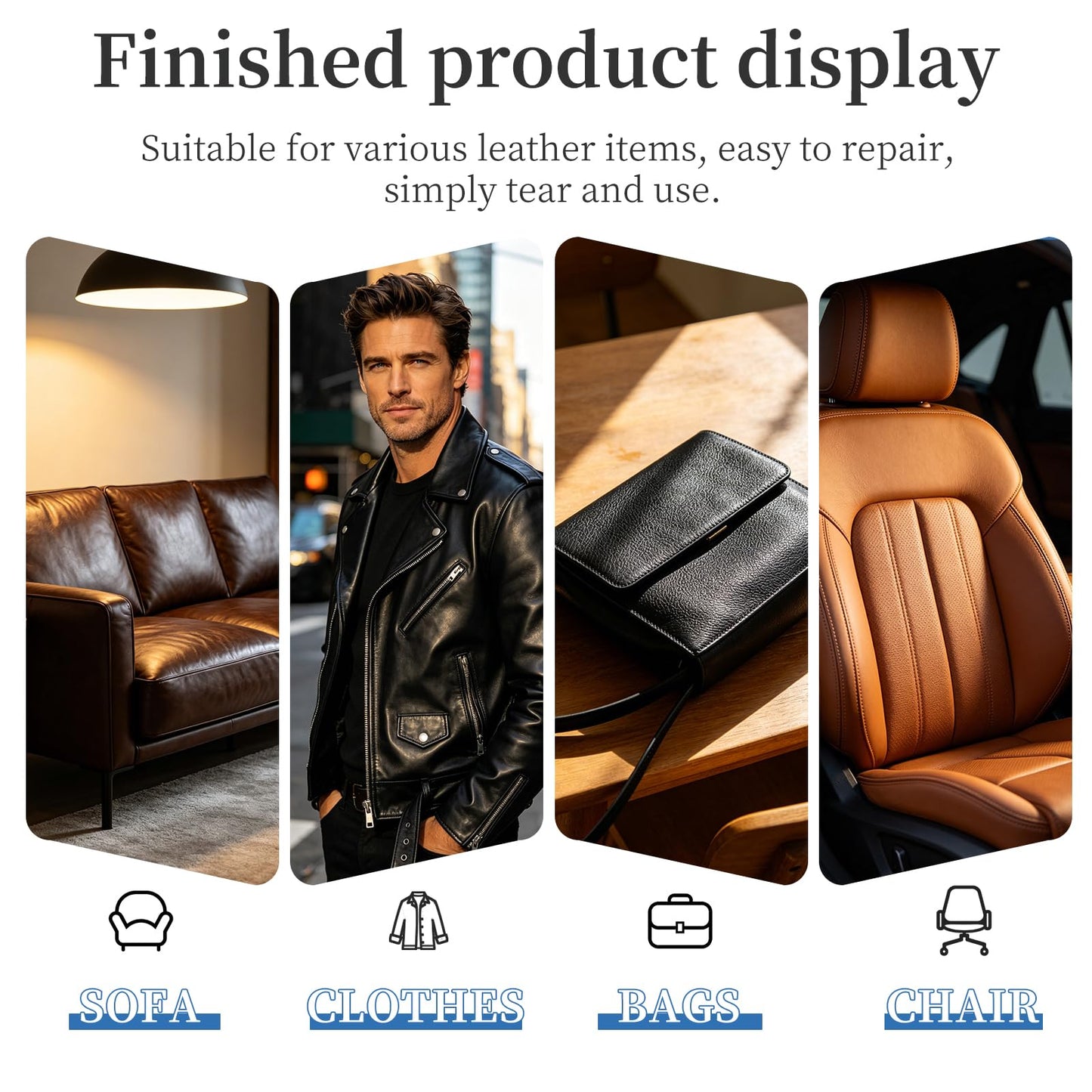 Fadoub Leather Repair Patch Tape Self-Adhesive, 8x11In Heavy Duty Vinyl Patch, Leather Repair Kit for Furniture, Sofa, Couch, Office Chair, Car Seat, Car Interior((Chestnut Brown)
