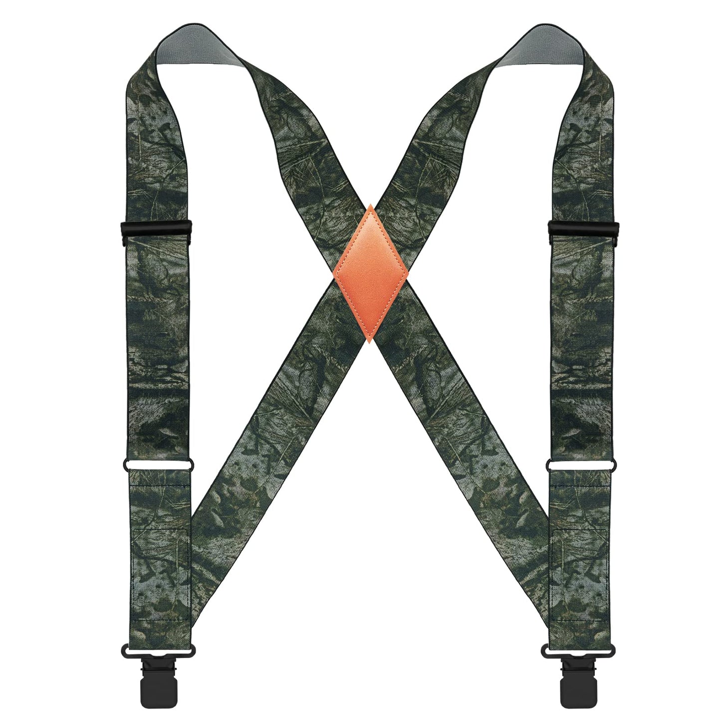 QCWQMYL Men's Side Clip Suspenders 2'' Wide Heavy Duty Clips Elastic Straps Trucker Style Suspenders for Men Big and Tall