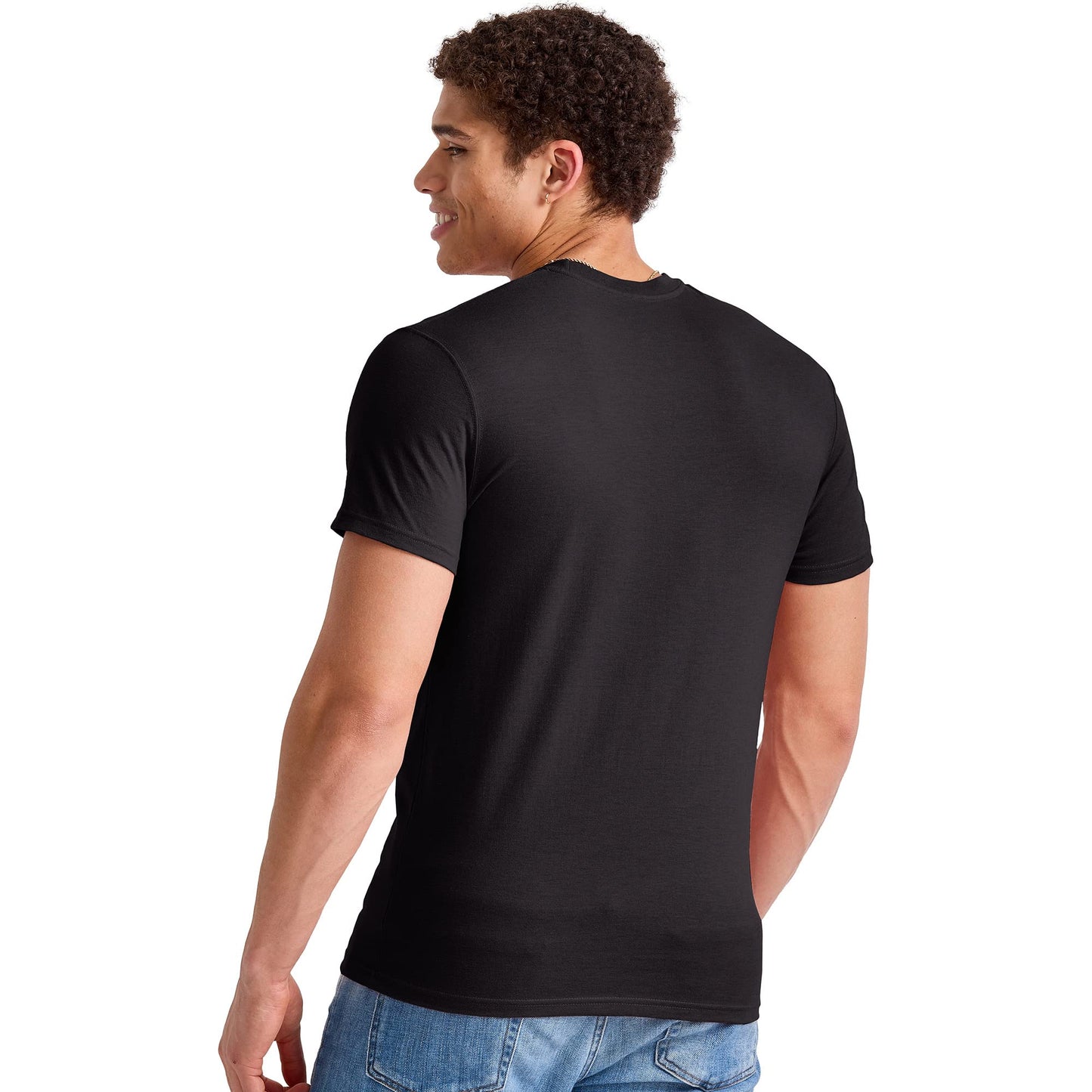 Hanes Comfortblend Standard Originals Lightweight, Crewneck T-Shirts for Men, Tri-Blend Tee, Tall Sizes, Black