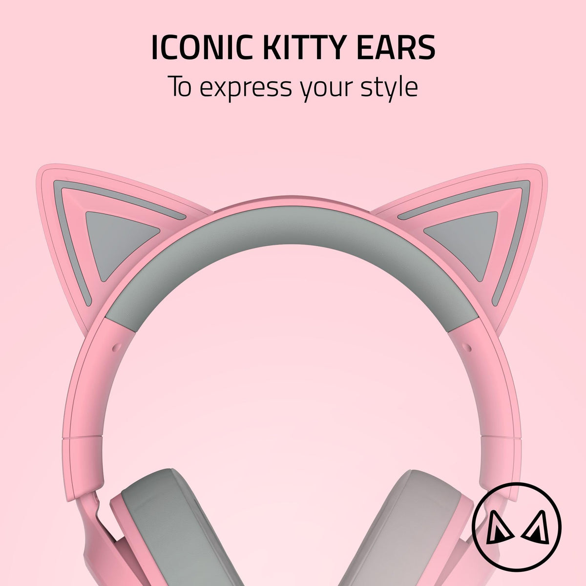 Razer Kraken Kitty V3 X Wired Gaming Headset: Kitty Ears - HyperClear Cardioid Mic - 40 mm Drivers - 7.1 Surround Sound - Comfy Ear Cushions - Cross-Platform via 3.5mm PC, PS5, Xbox, Switch 2 - Pink