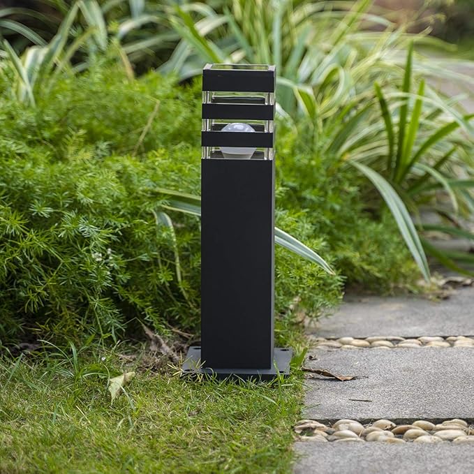 Pathway Lights Post Lights IP55 Waterproof Outdoor Lamp Post Lawn Light Floor Lamp E26 Lampholder Hardwired Suitable for 12V / 24V / 120V Voltage(16in, Black)