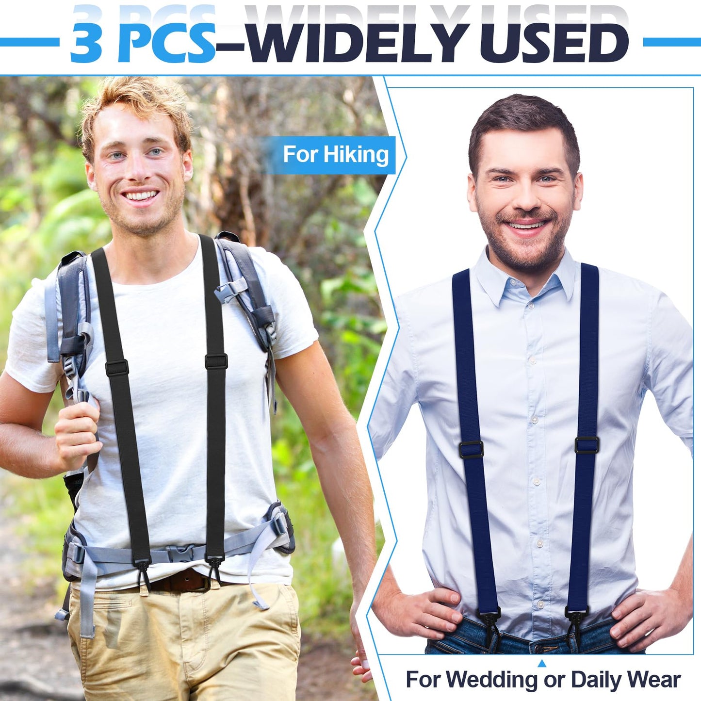 Panitay 3 Pcs Suspenders for Men Adjustable Hidden Suspenders with Elastic Straps Y Back Heavy Duty Under Clothing Shirt