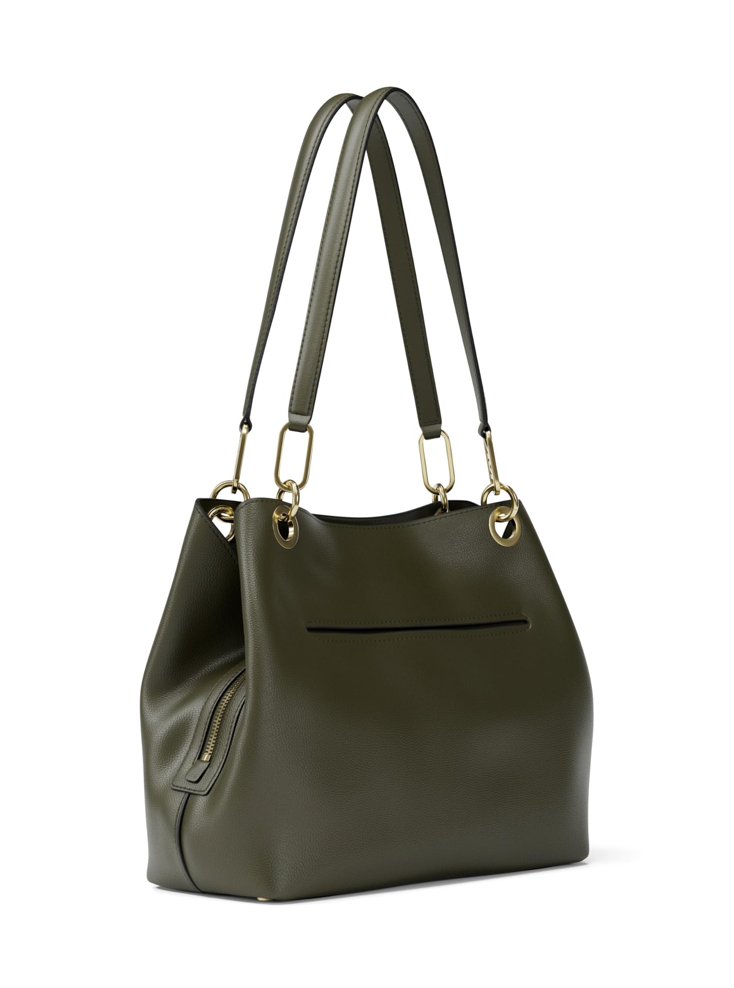 Michael Kors Kensington Large Shoulder Bag Tote Bag, Gold-Tone Hardware/Pebble Leather/Ivy