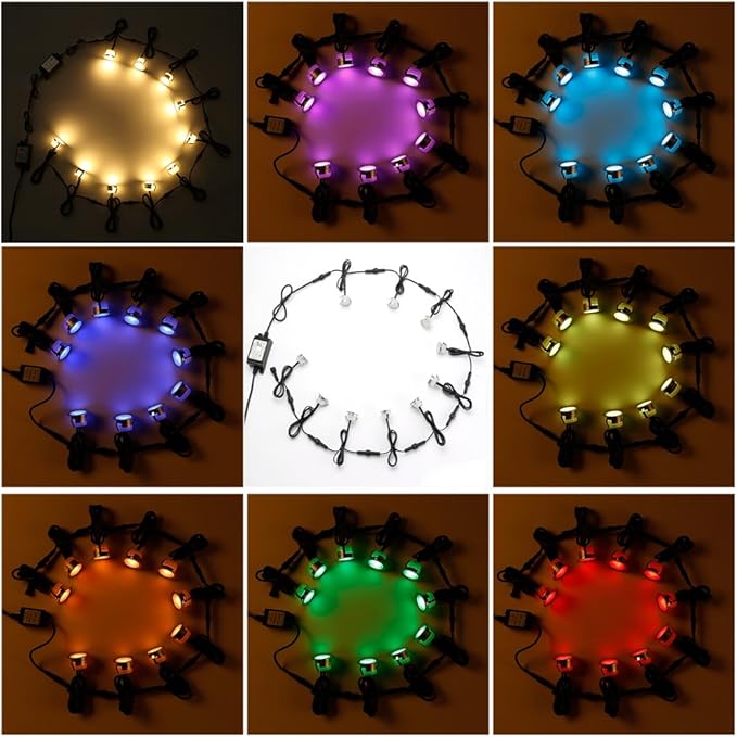 FVTLED Low Voltage Recessed RGBW Deck Light, 20pcs Φ1.22 RGB & Warm White Stainless Steel Waterproof Outdoor Step Lighting In-ground Landscape Pathway Patio Stair Decor Lamp, Black