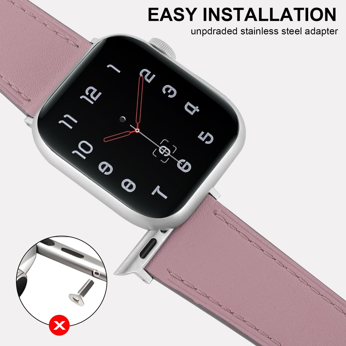 Italy Genuine Leather Bands Women Men Compatible with Apple Watch 38mm 41mm 40mm 42mm 44mm 45mm 46mm 49mm, iWatch Straps Smartwatch Replacement Band for Ultra SE 3/2/1 Series 11 10 9 8 7 6 5 4 3 2 1