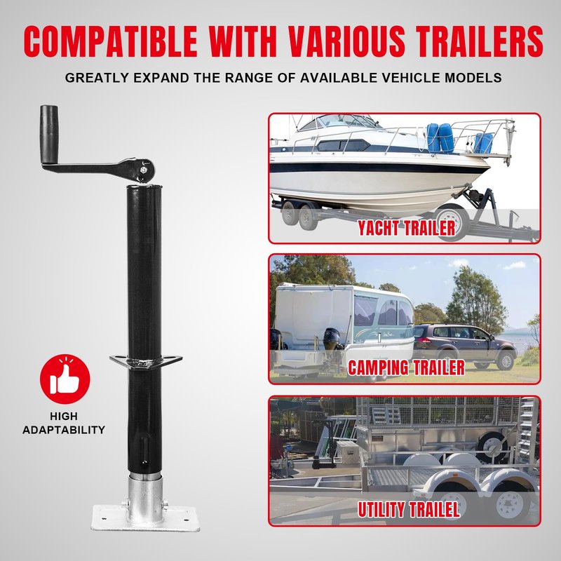 Road DAWG A-Frame Trailer Jack, 2,000 LBs Capacity, 14 Inches Vertical Travel, Top-Wind Handle Trailer Tongue Jack with Foot Plate, for Camper, RV,ATR39004MB