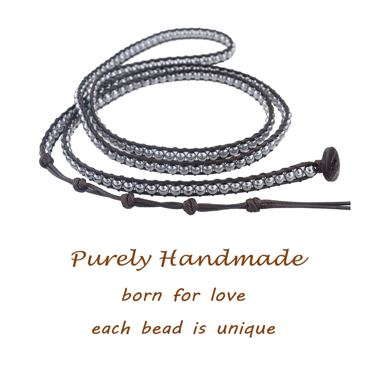 Ayriwoyi Boho Bracelets For Women 5 Wraps Bracelet for Women Men Hematite Beaded Wrap Bracelet for Women Adjustable