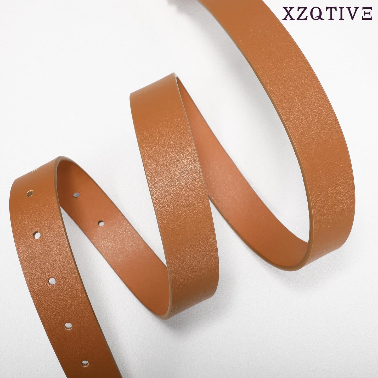 XZQTIVE Women Leather Belt with Gold Square Buckle,Stylish & Durable Waist Belt for Jeans,Pants & Dresses,Adjustable Fit,Classic Fashion Accessory