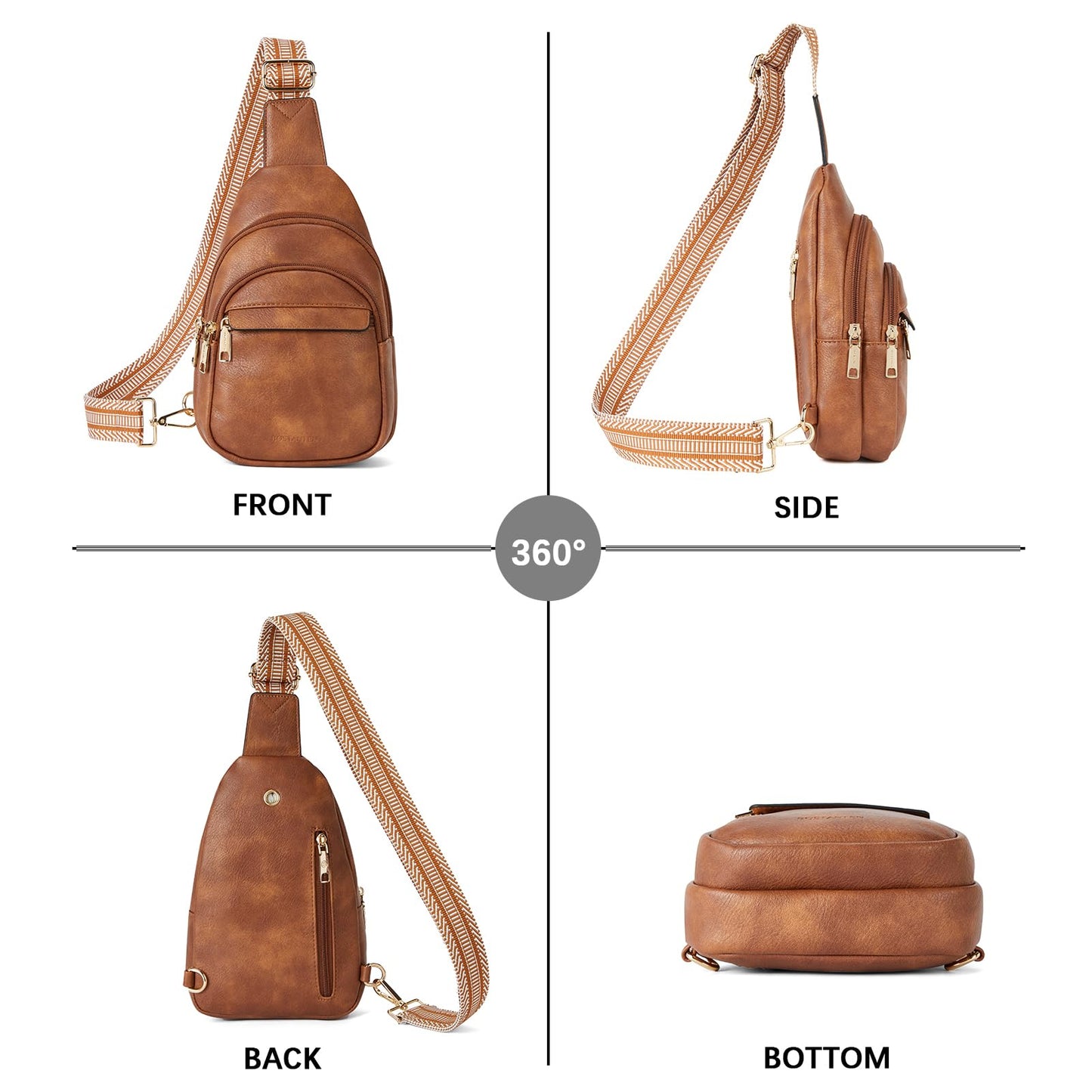 BOSTANTEN Small Sling Bag for Women - Leather Crossbody Fanny Pack for Travel, Brown