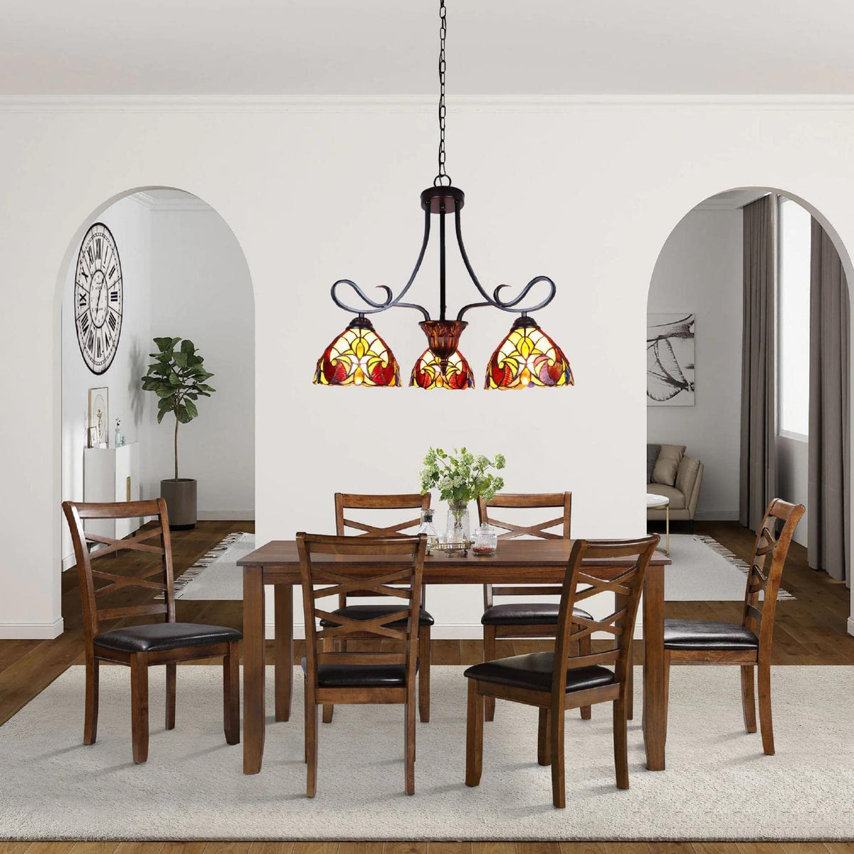 Chloe Lighting Adia Mini Chandelier 3 Light Dark Bronze 25in Wide Multicolor Glass Model CH38632AV25-DD3