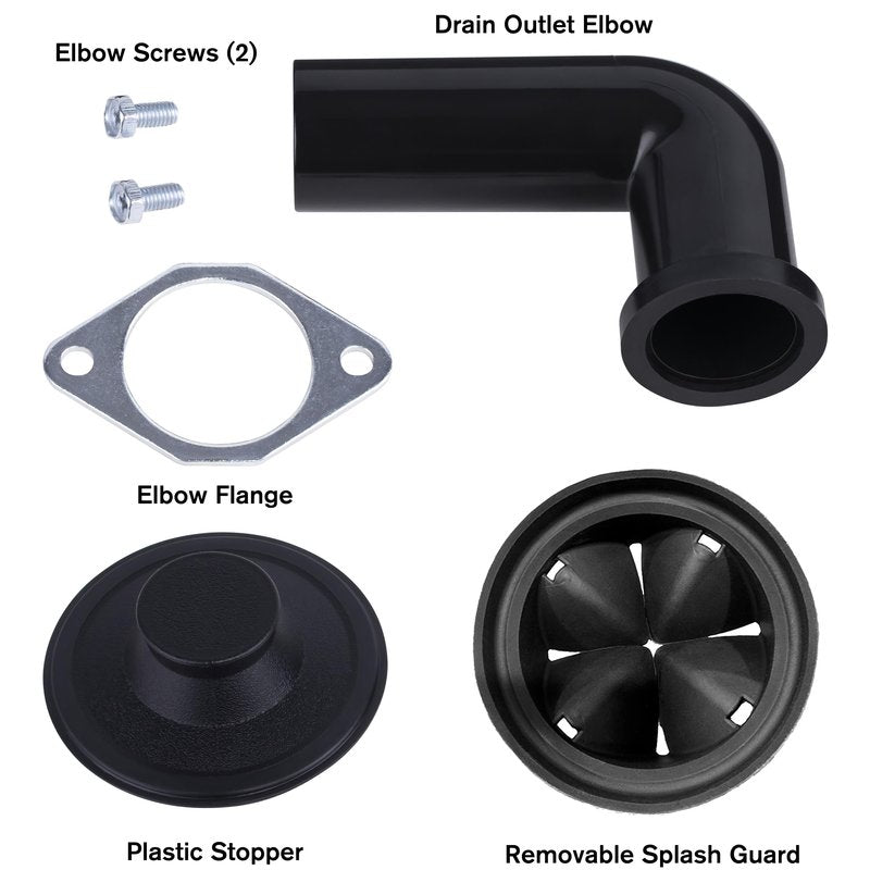 Eco Logic 1/3 Horsepower Garbage Disposal with Removeable Splash Guard, Attached Power Cord and Standard 3-Bolt Mounting System, Continuous Feed Disposer
