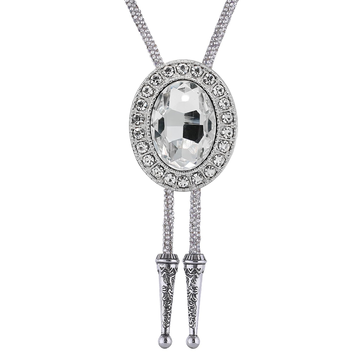 GelConnie Crystal Bolo Tie for Men Women Western Wedding Cowboy Tie Rhinestone Country Formal Necklace Adjustable Faux Leather Accessories