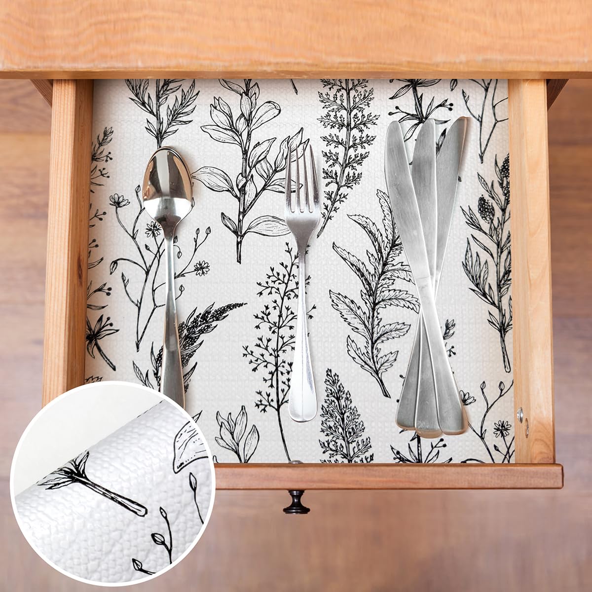Quttisay Shelf Liner for Kitchen Cabinets,Non Adhesive Cabinet Liner,Non-Slip Drawer Liner,Waterproof Shelf Liner Easy to Clean Strong Grip Liner for Cabinets,Drawers,Cupboard๏ผ(Floral 12 in x 10FT)