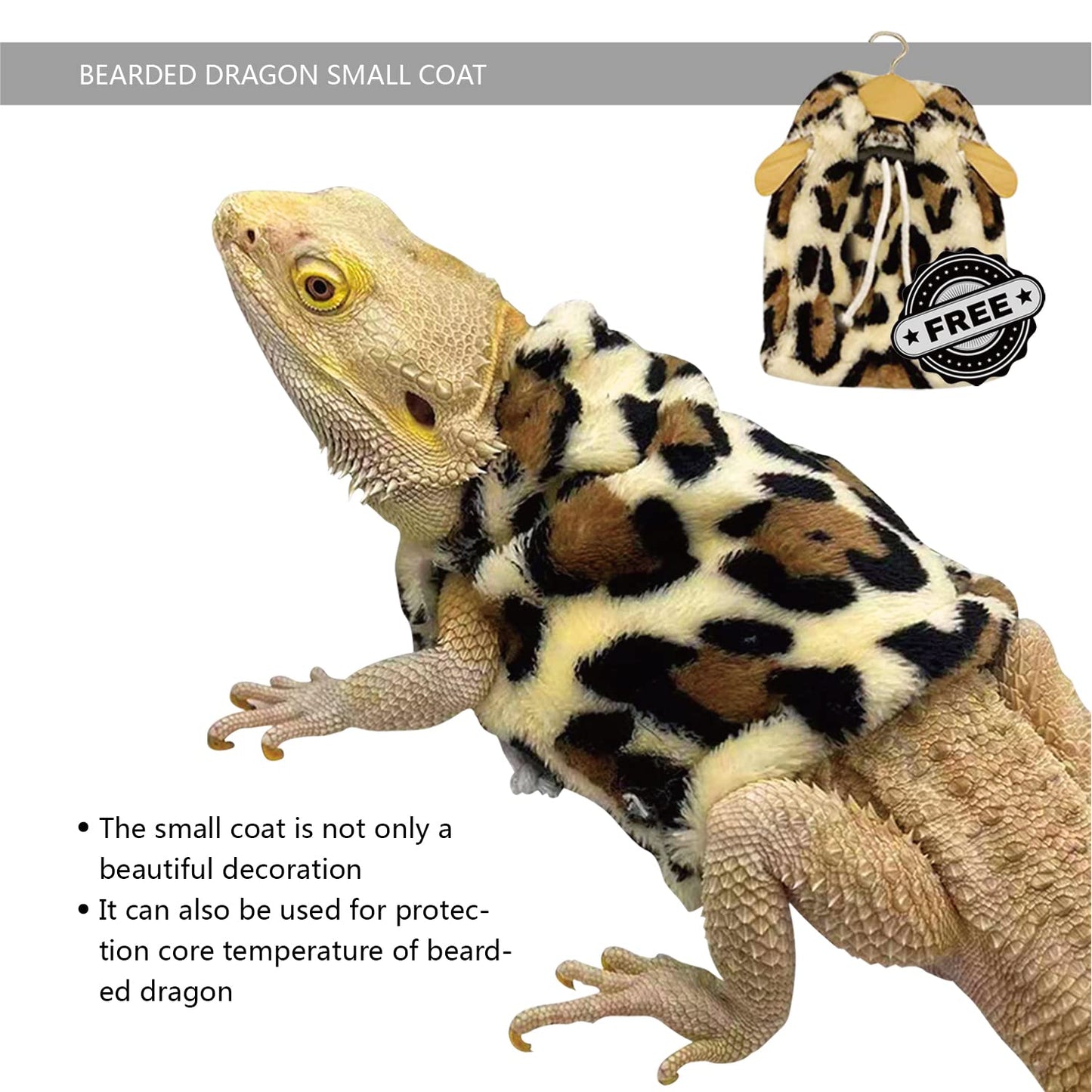 Bearded Dragon Leash and Harness Set, Beardie Carrier, Lizard Adjustable Harness with Leather Wings and Sling Bag, Reptile Small Pet Backpack Batwing Accessories (Leopard Pattern)