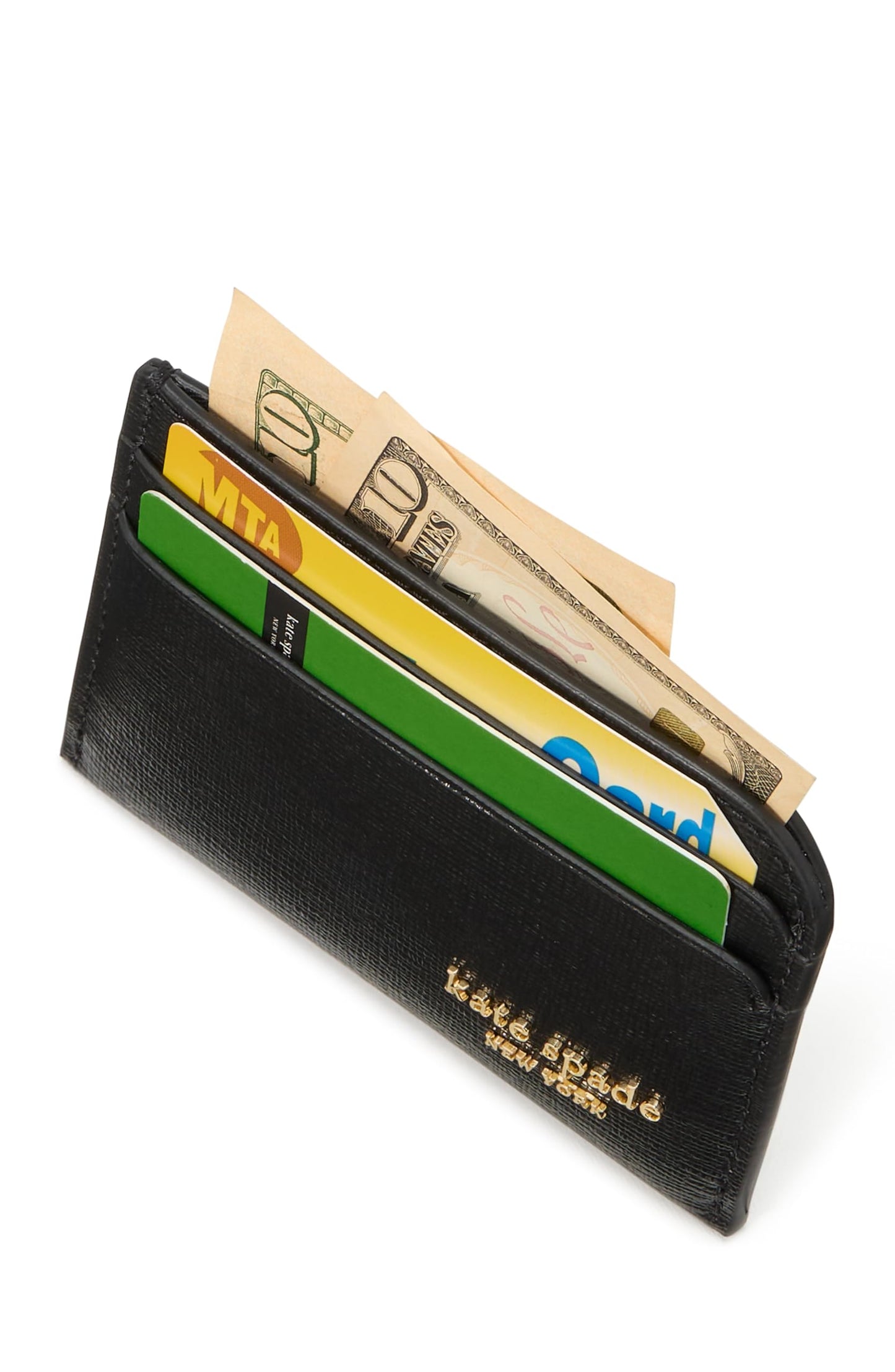 kate spade new york Devin Saffiano Leather Card Holder, Black