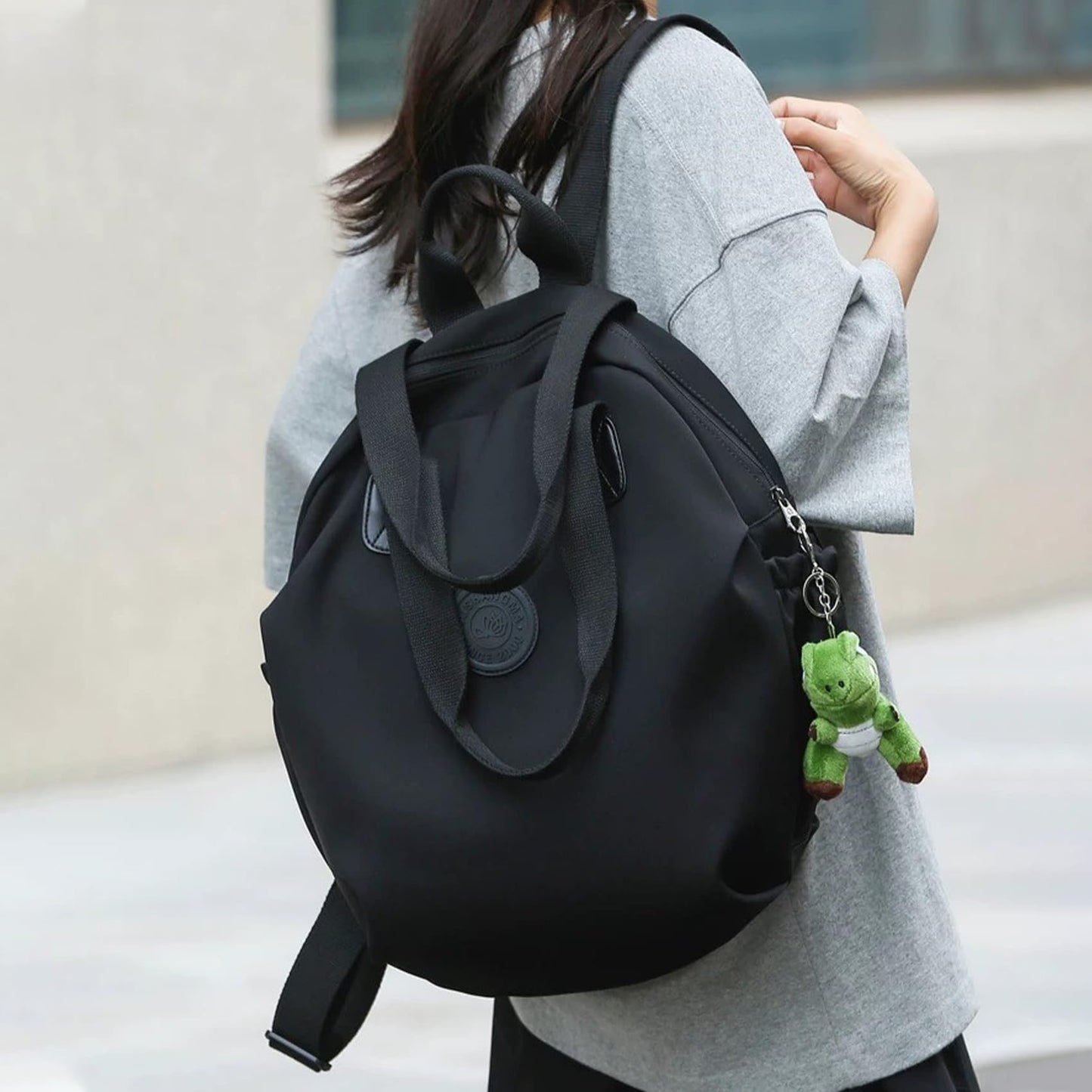 NOTAG Casual Backpack Purse for Women Shoulder Bag Waterproof Nylon Anti-theft Large Purse Shoulder Hobo Bags Travel Work (Black-S)