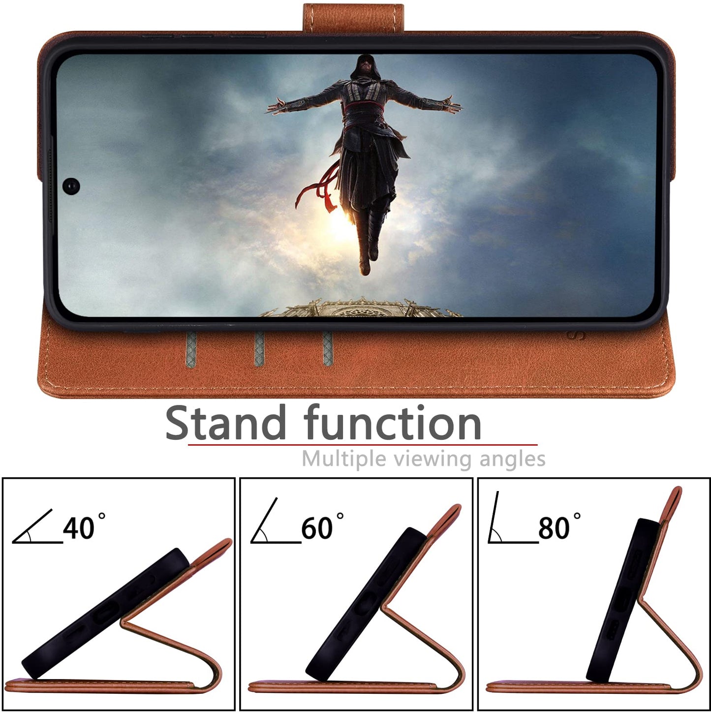 SUANPOT for Samsung Galaxy S23 +/ Plus Wallet case with RFID Blocking Credit Card Holder,Flip Book PU Leather Protective Cover Women Men for Samsung S23Plus Phone case Light Brown
