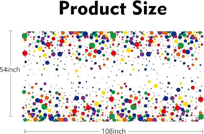 Rainbow Dot Tablecloth Colorful Polka Dot Tablecloth 54"x108" Rectangle Polyester Fabric Table Cover for Rainbow Birthday Baby Shower Christmas Carnival Festival Paint Theme Party Decor Supplies