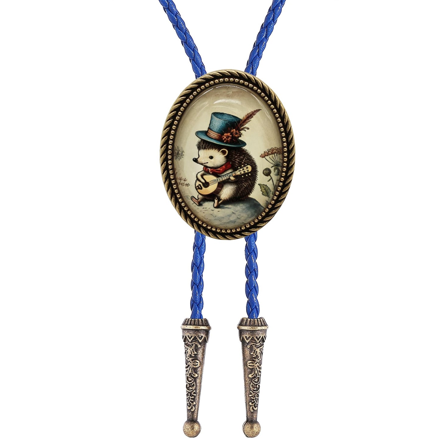 Jeilwiy Hedgehog Bolo Tie for Men Women 3D Animal Bolo Tie Adjustable Blue Leather Necktie Novelty Cowboy String Ties Music Inspired Accessory