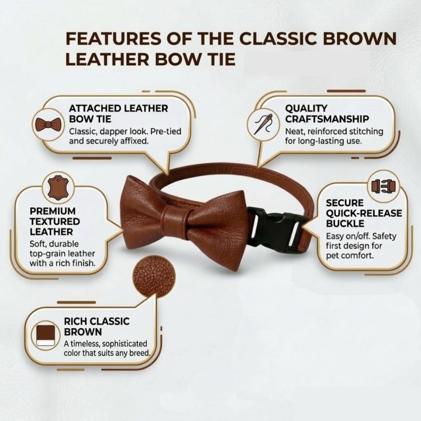 Handmade Genuine Lamb Leather Mens Bowtie Men - Skinny Solid Casual Business Wear Narrow Slim Bow Tie Party Wedding Gift (Espresso Brown, One Size)