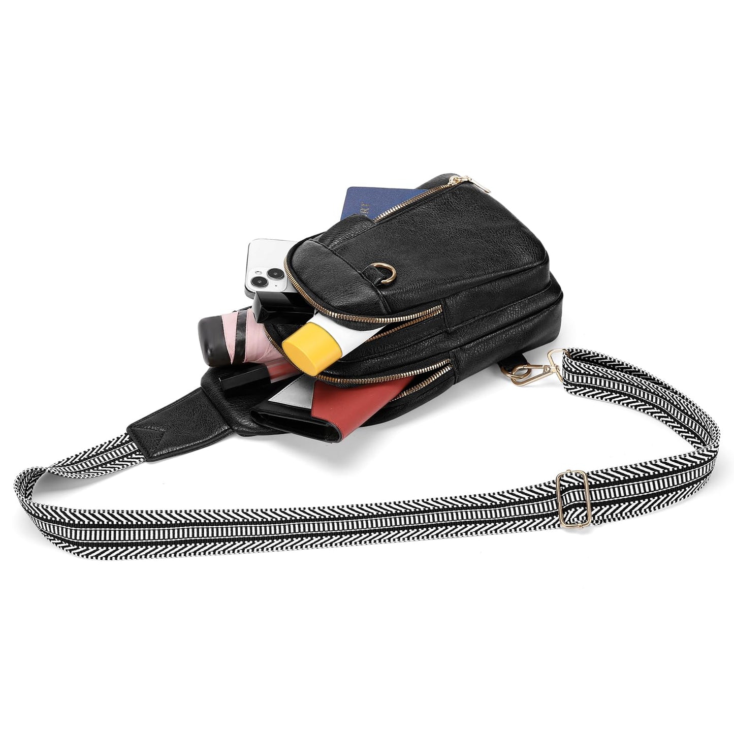 GAEKEAO Sling Bag for Women Vegan Leather Crossbody Bags Travel Fanny Packs Small Shoulder Purse Chest Bag Backpack Gifts