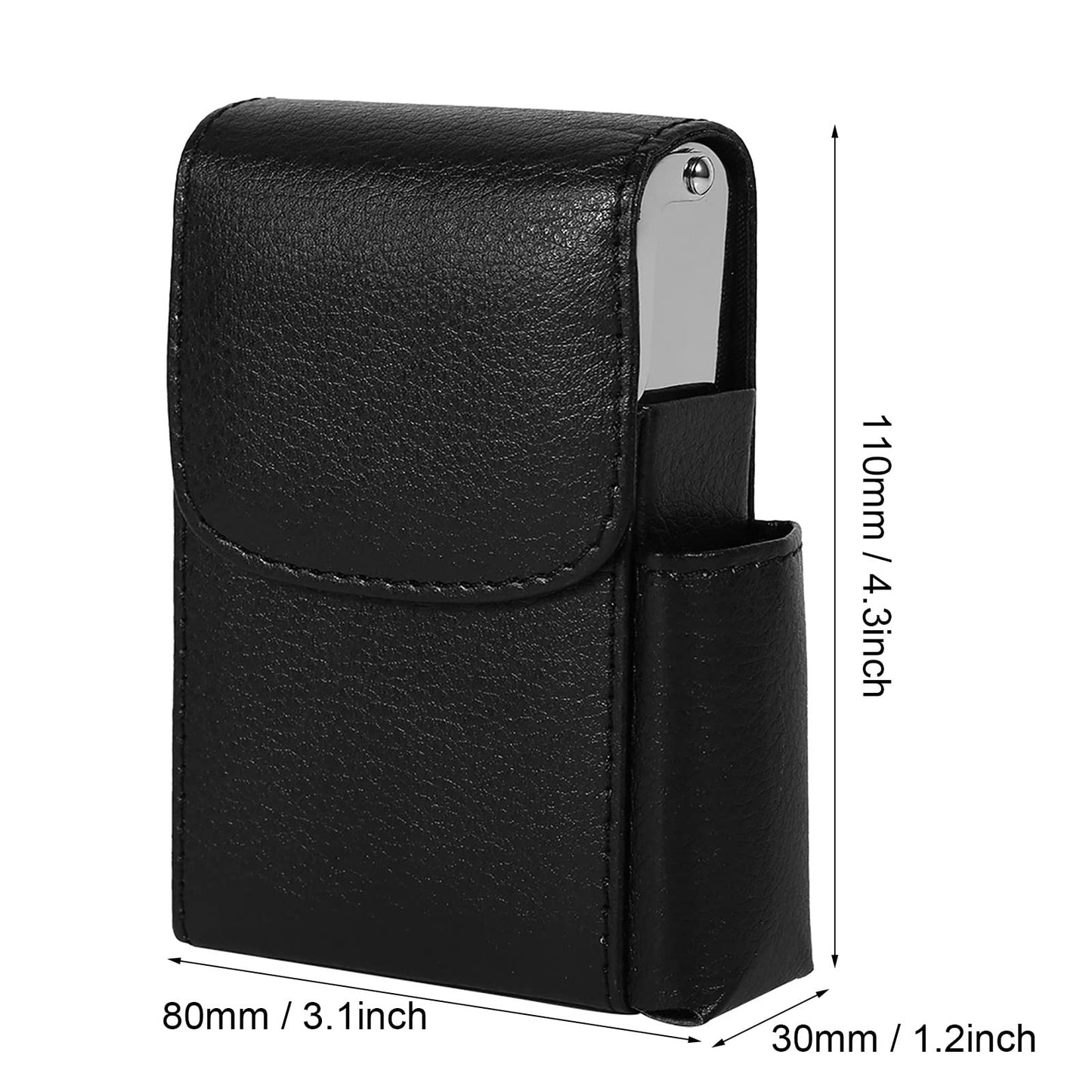 Cigarette Storage Organizer, PU Leather Tobaccos Pouch Lighter Holder Name Card Storage Container New(Black)