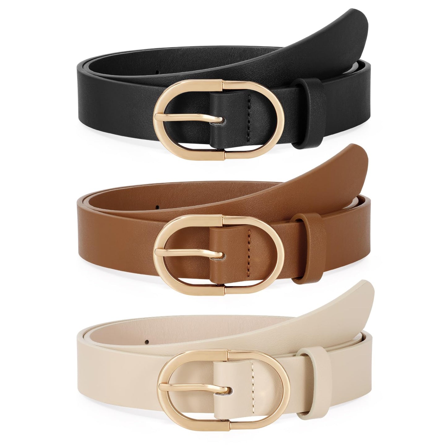 TRIWORKS 3 Pack Women Belts For Jeans Pants Dresses Ladies Leather Waist Belts