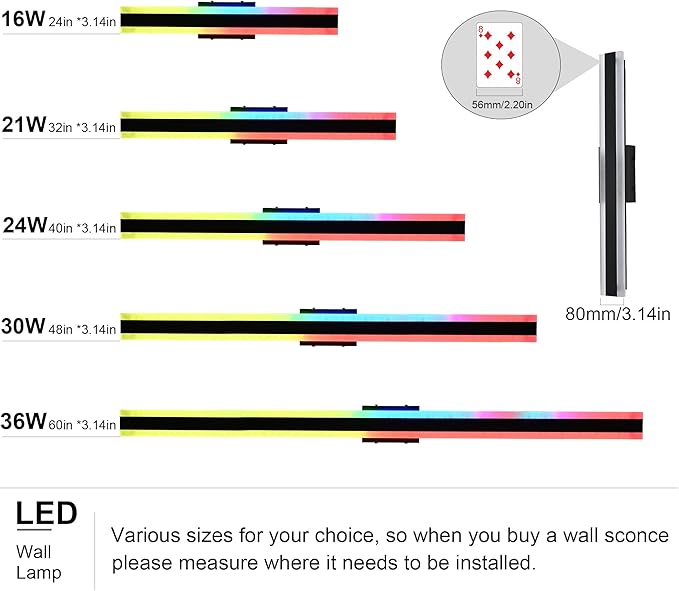 TODOLUZ 2-Pack 60-Inch Outdoor RGBW Long Wall Light Fixture, IP65 Waterproof 36W Linear Wall Sconce Lighting with Remote Control for Garage Porch Party Gathering