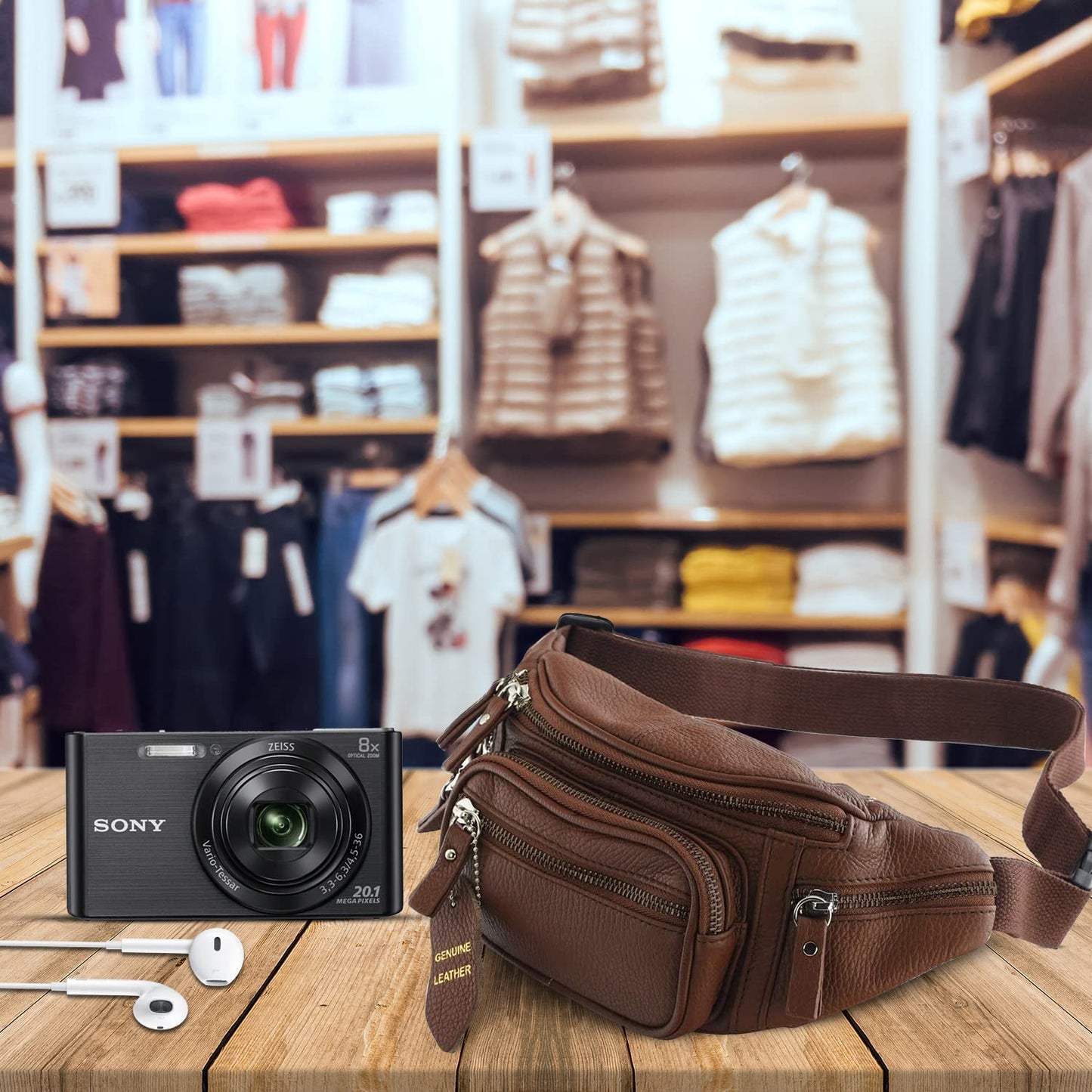 Fanny Pack Waist Bag Multifunction Genuine Leather Hip Bum Bag Travel Pouch for Men and Women- Multiple Pockets & Sturdy Zippers Ideal for Hiking Running And Cycling