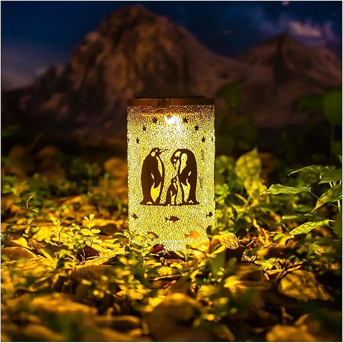 Penguin Solar Lanterns Outdoor Waterproof Hanging Solar Lights Penguin Gifts for Women Men Metal Decorative LED Penguin Lanterns for Garden Decor,Yard,Patio,Lawn,Tabletop,Pathway,Landscape