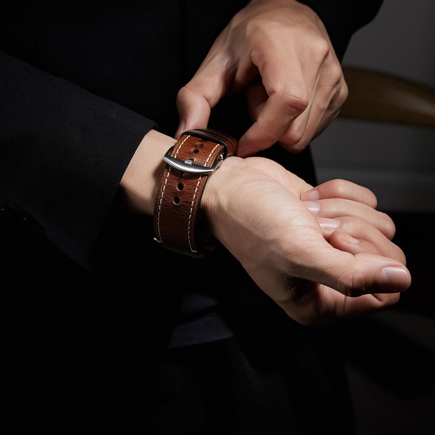 Gitalian Leather Band Compatible with Apple Watch Ultra3/2/1 Band 49mm 46mm 45mm 44mm 42mm for Men, Genuine Leather Replacement Strap for iWatch Series 10 9 8 7 6 5 SE2, Oil Brown