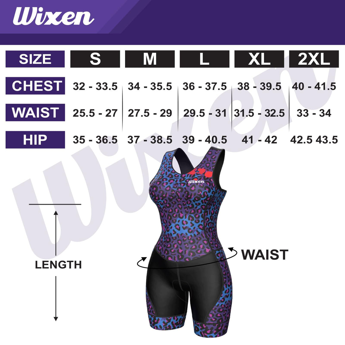WIXEN Women's Triathlon Suit Sleeveless Tri Suit Padded Cycle Race Swim Bike Run Trisuit Back Pockets (Blue Pixels, 2XL)