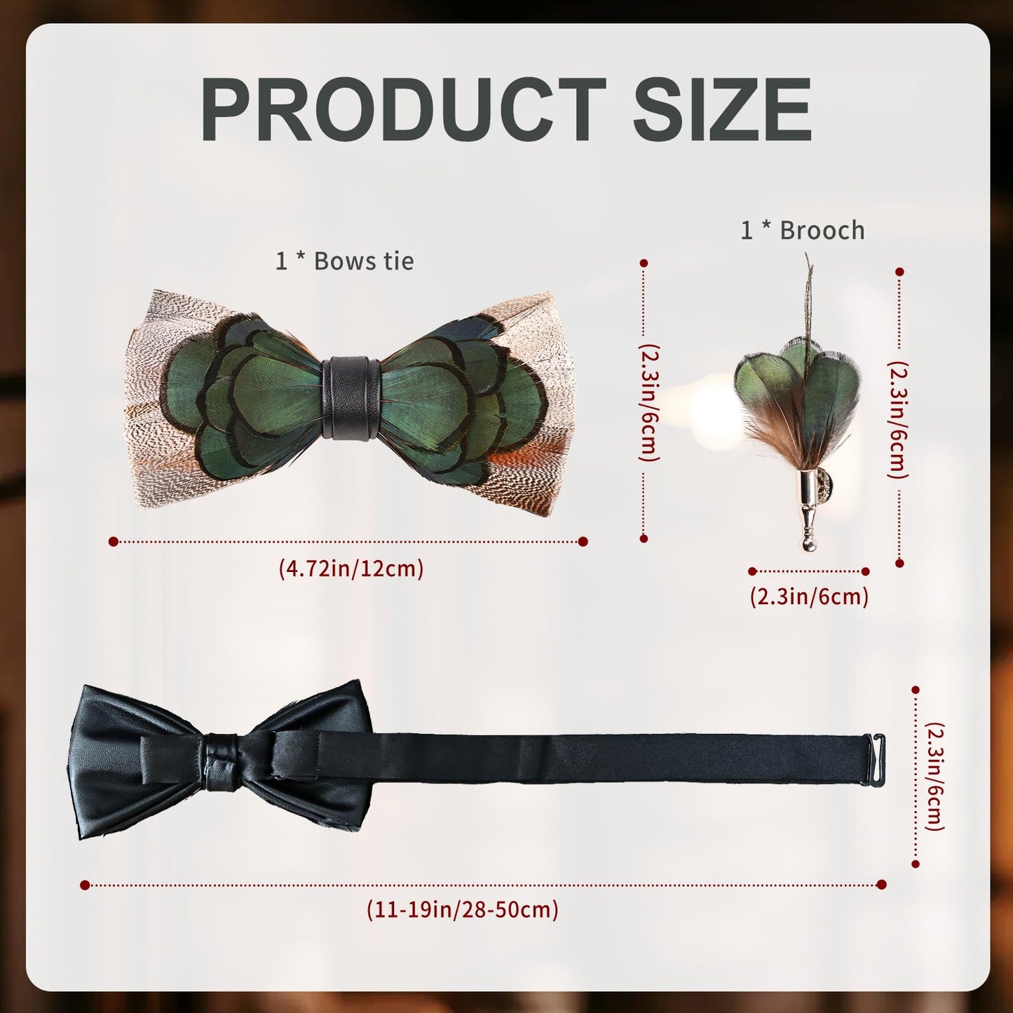 Naplings Handcrafted Feathers Bow ties and Brooches for Men Are Perfect for Weddings, Prom,Formal Partyand Refined Occasions (KQLP)