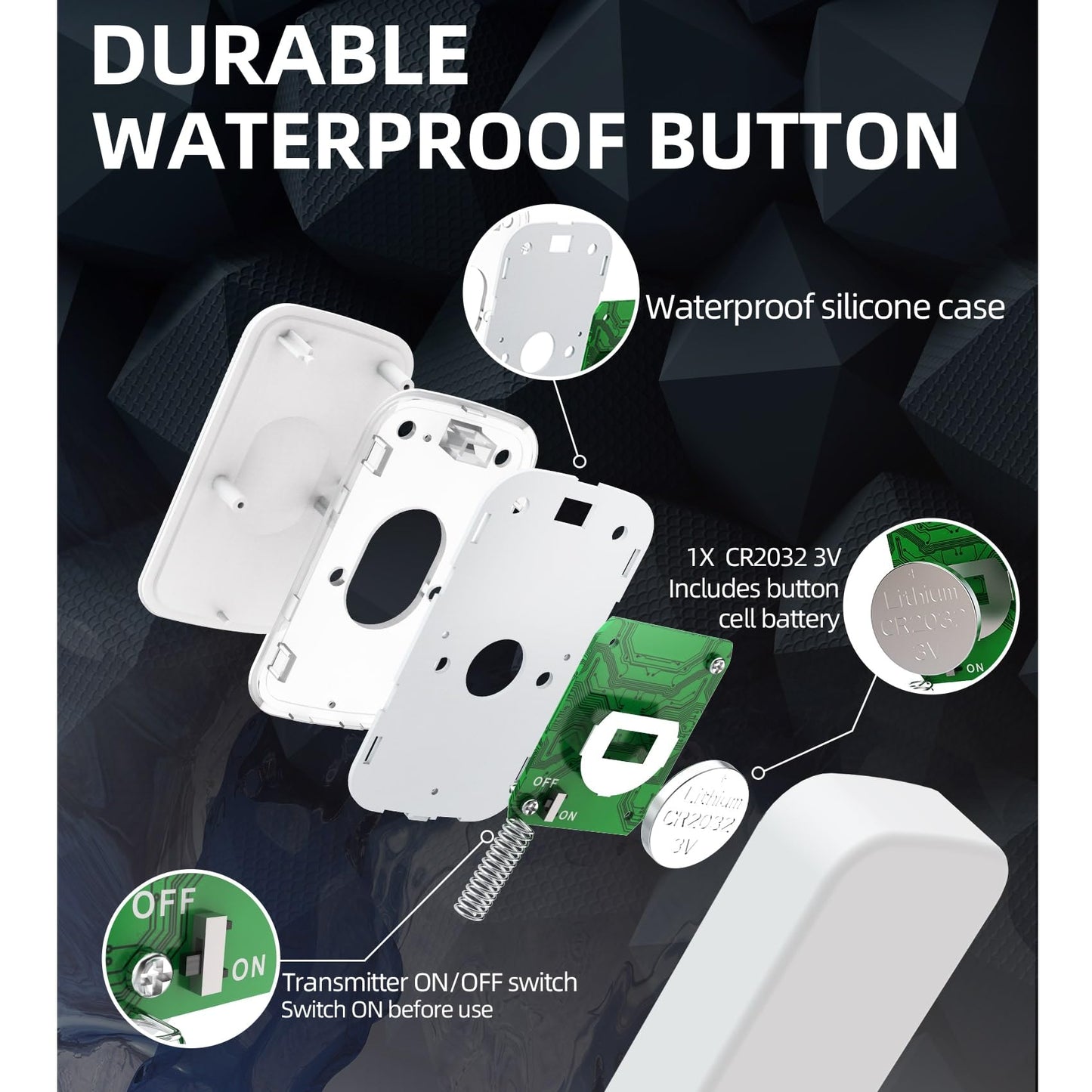 Wireless Doorbell 1200 Feet Battery Operated Wireless Doorbells for Home Hearing Impaired Doorbell at with 36 Melodies 4 Volume light(1 Button & 1 Portable doorbell White)
