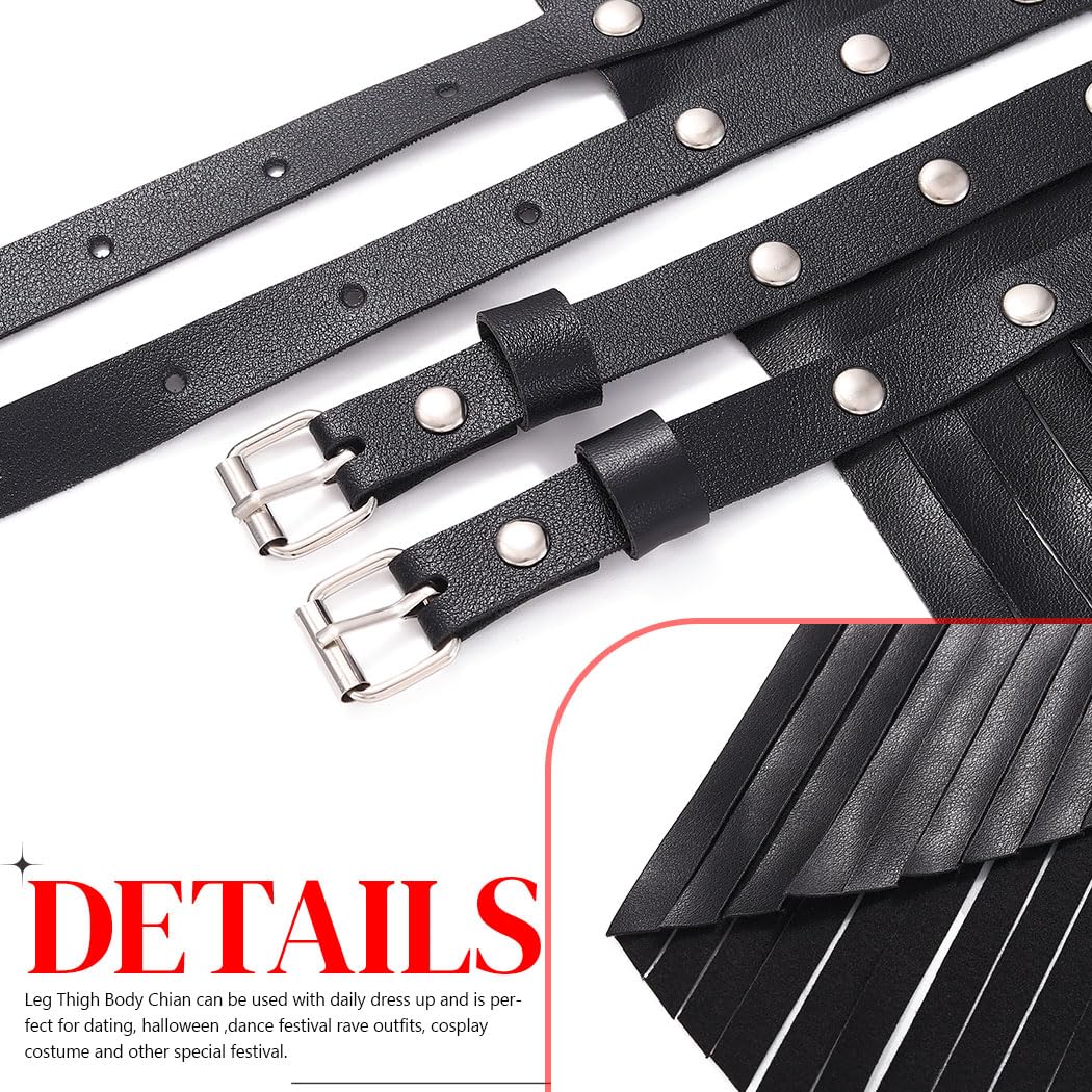 Zoestar Cowgirl Fringe Belt Leather Black Waist Tassel Belts Rave Accessories for Women