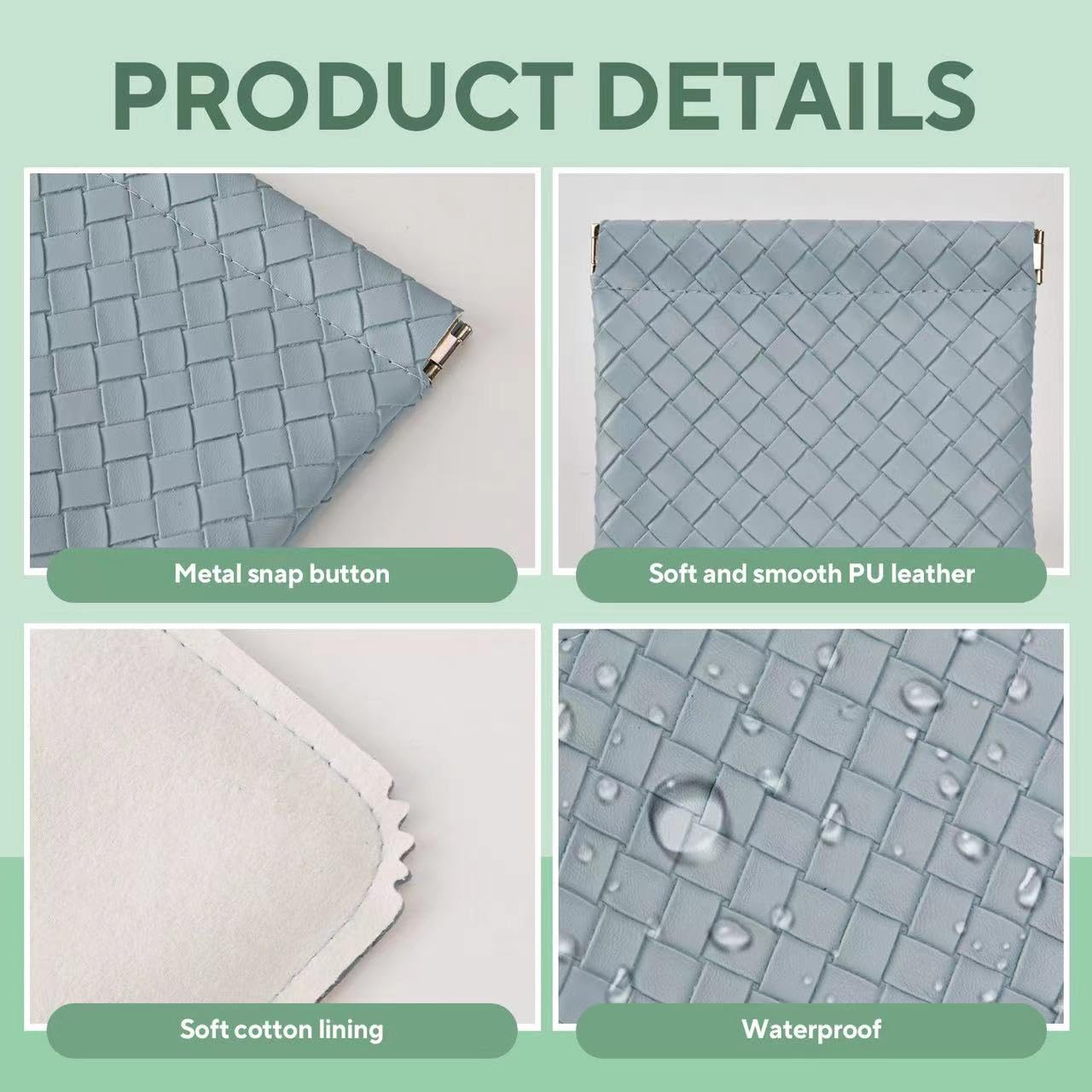 4PCS Small Makeup Bag for Purse,Waterproof Leather Portable Mini Makeup Bag,Snap Closure Organizer Pouch for Coin Cards Jewelry Lipstick Cosmetic Accessories,Small Travel Kit Storage Pouch