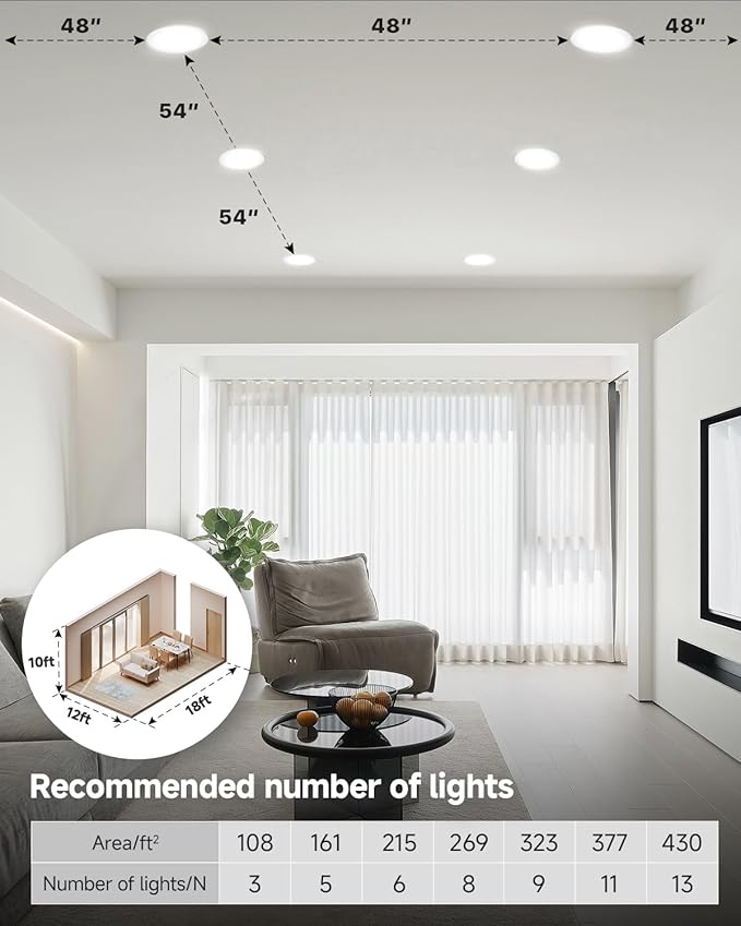 Ensenior 12 Pack 6 inch LED Eyeball Recessed Lighting, 360°+90° Rotatable and 2700K-5000K Selectable, Dimmable Gimbal Recessed Lights, Canless Angled Adjustable Ceiling Downlight, 1300LM, 13W=115W-FCC