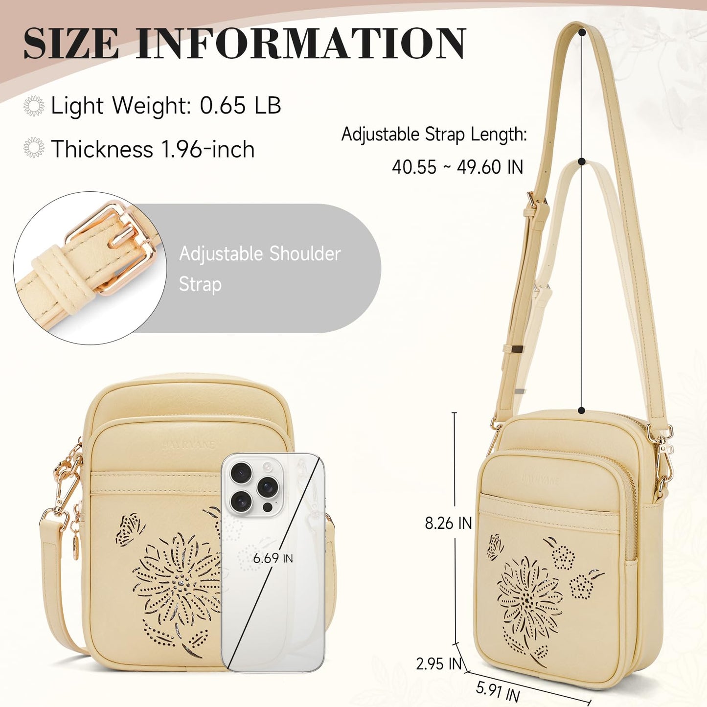 HAYRVANE Small Crossbody Bags for Women, RFID Phone Purse with Card Slots, Triple Compartments Lightweight Shoulder Bag