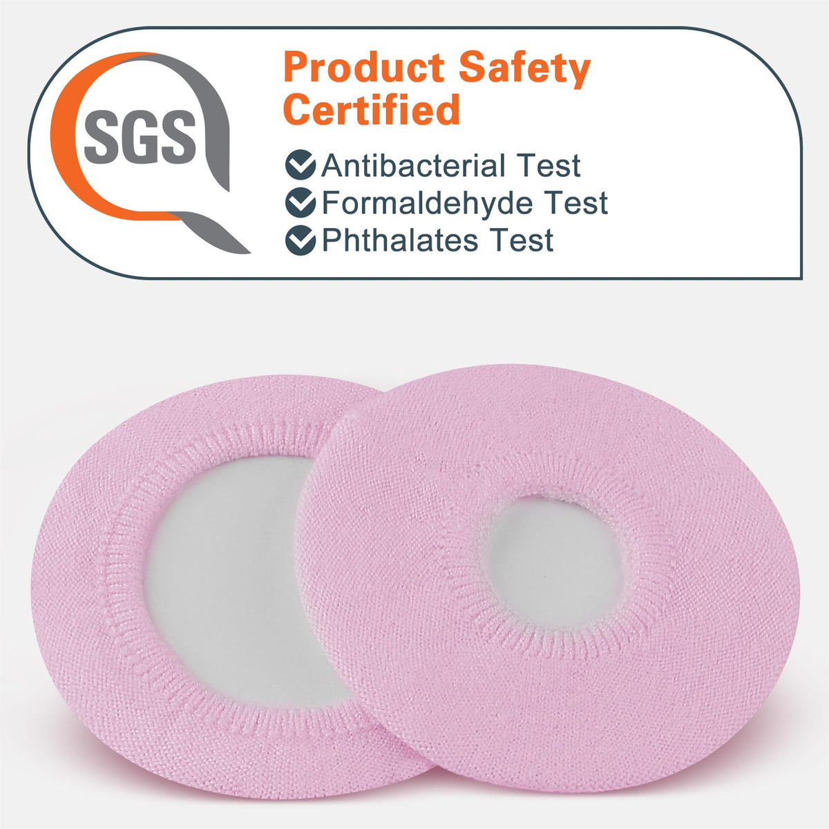 Geekria 2 Pairs Knit Headphones Ear Covers - Product Safety Certified - Washable & Stretchable Sanitary Earcup Protectors for On-Ear Headsets, Sweat Pads for Gym, Meeting (Size S/Pink)