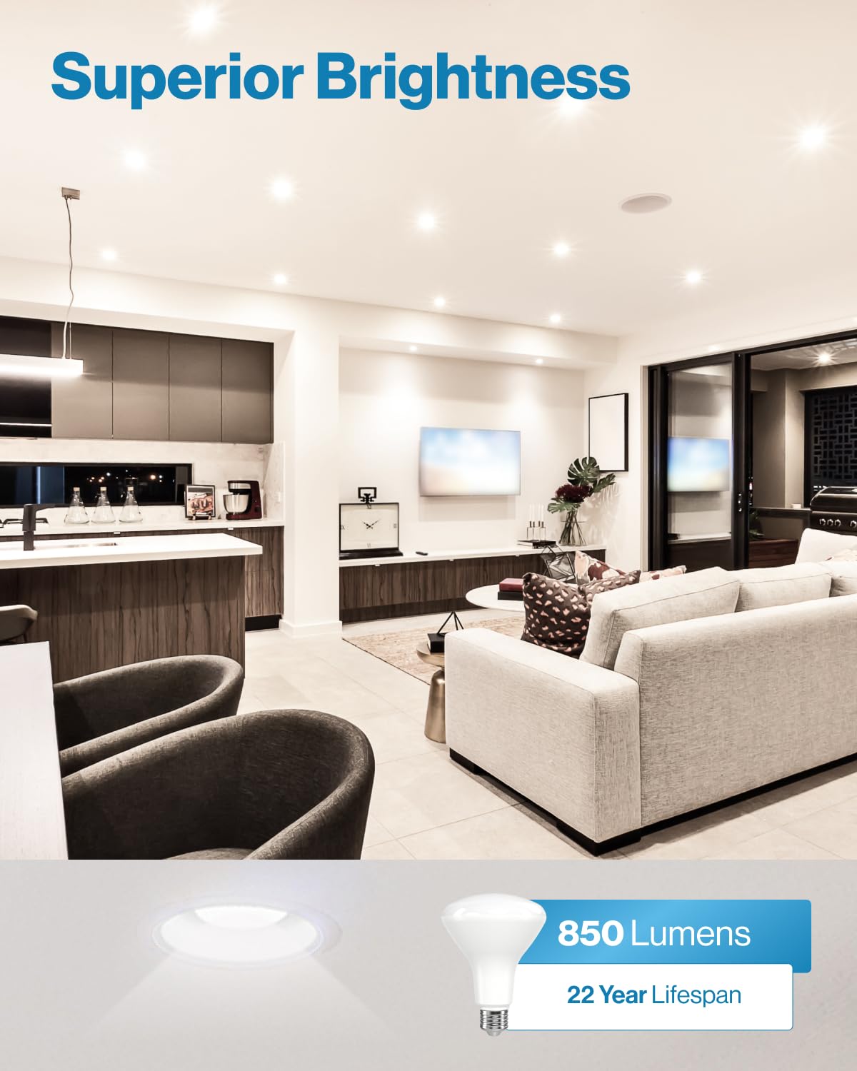 Sunco 12 Pack BR30 Light Bulbs LED, Recessed Can Light Bulbs, Indoor Flood Bulb, 850 LM, 11W (65W Equivalent), 3000K Warm White, Dimmable, E26 Base, for Home, Kitchen, Bedroom UL.