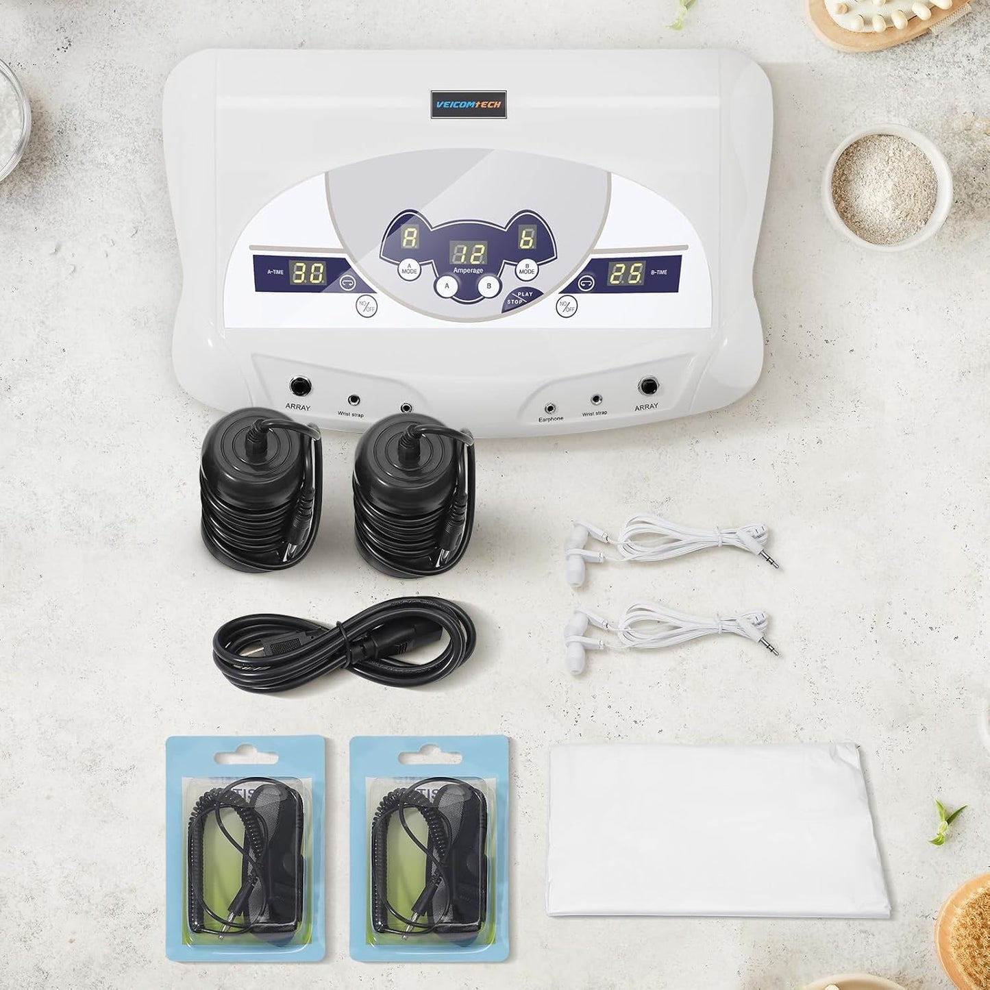 Ionic Foot Bath Detox Machine, Foot Detox Mahcine SPA for 2 Users with MP3 Music Player, Including 2 Earphones, 2 Wrist Straps, 2 Arrays, 5 Foot Basin Liners