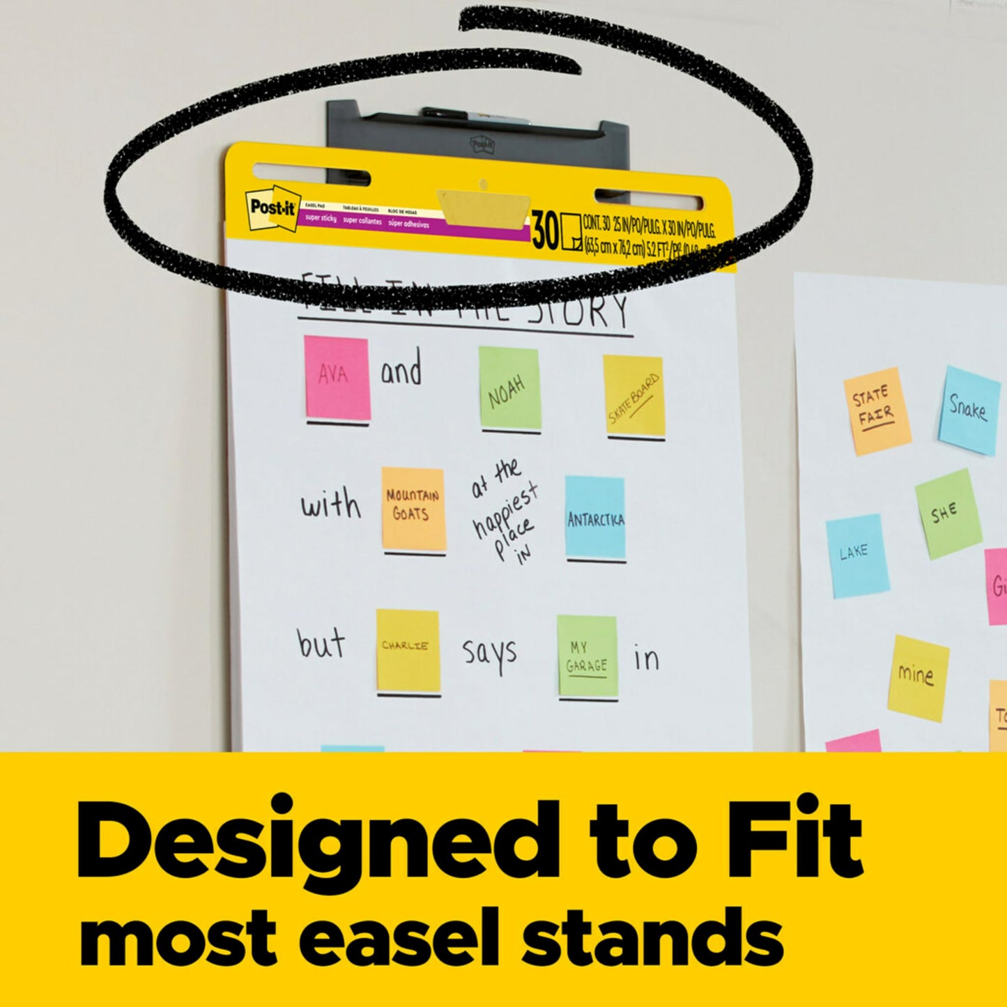 Bundle of Post-it Super Sticky Easel Pad 25 in x 30 in, 2 White Pads + 2 Lined Pads, 30 Sheets/Pad, Self Stick Flip Chart Paper, Teacher Anchor Flip Chart Paper, Super Sticking Power