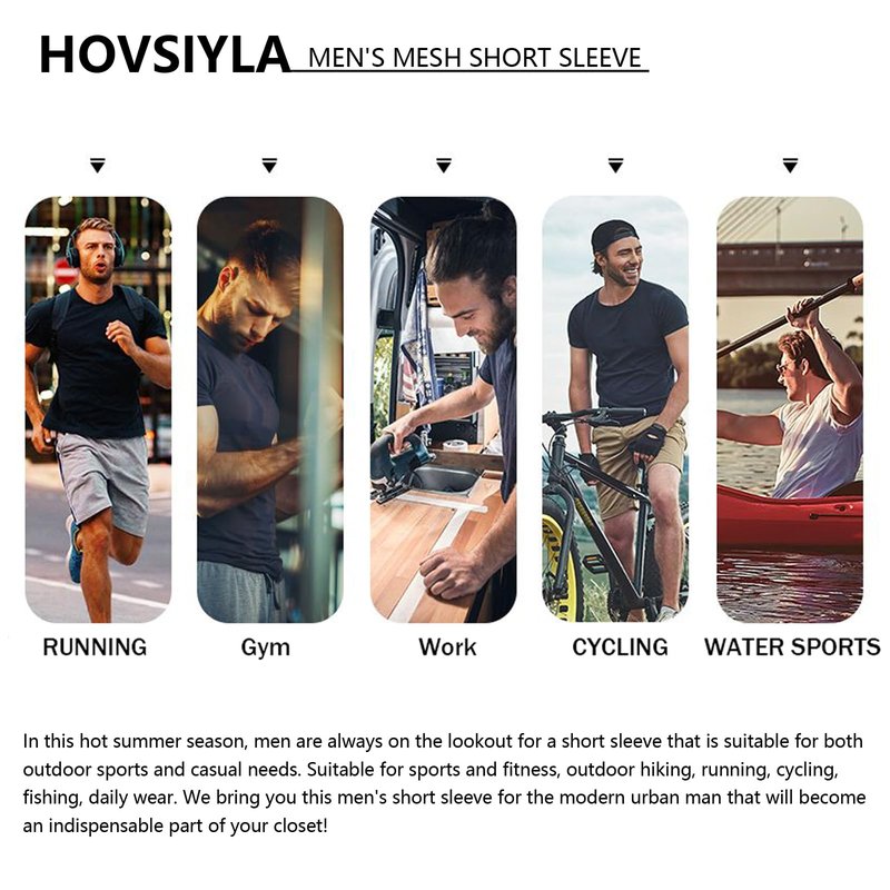 HovSiyla 5 Pack Running Shirts Men Sport Tops Dry Fit Gym Wicking Athletic T Shirts Breathable Cool Workout Shirts M