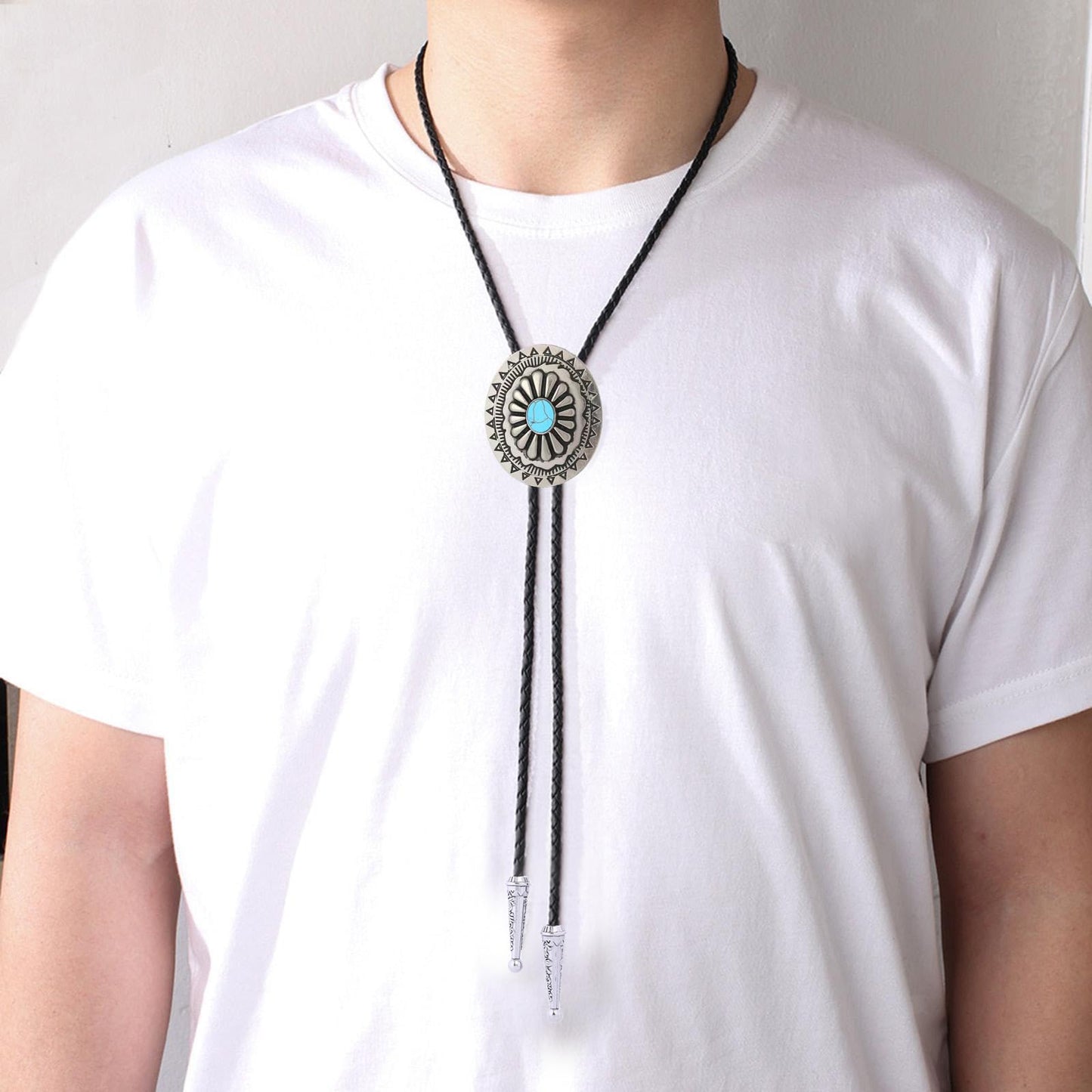 GelConnie Handmade Bolo Tie for Men Western Cowboy Leather Necktie Costume Bolo Tie Halloween Accessories for Men Women