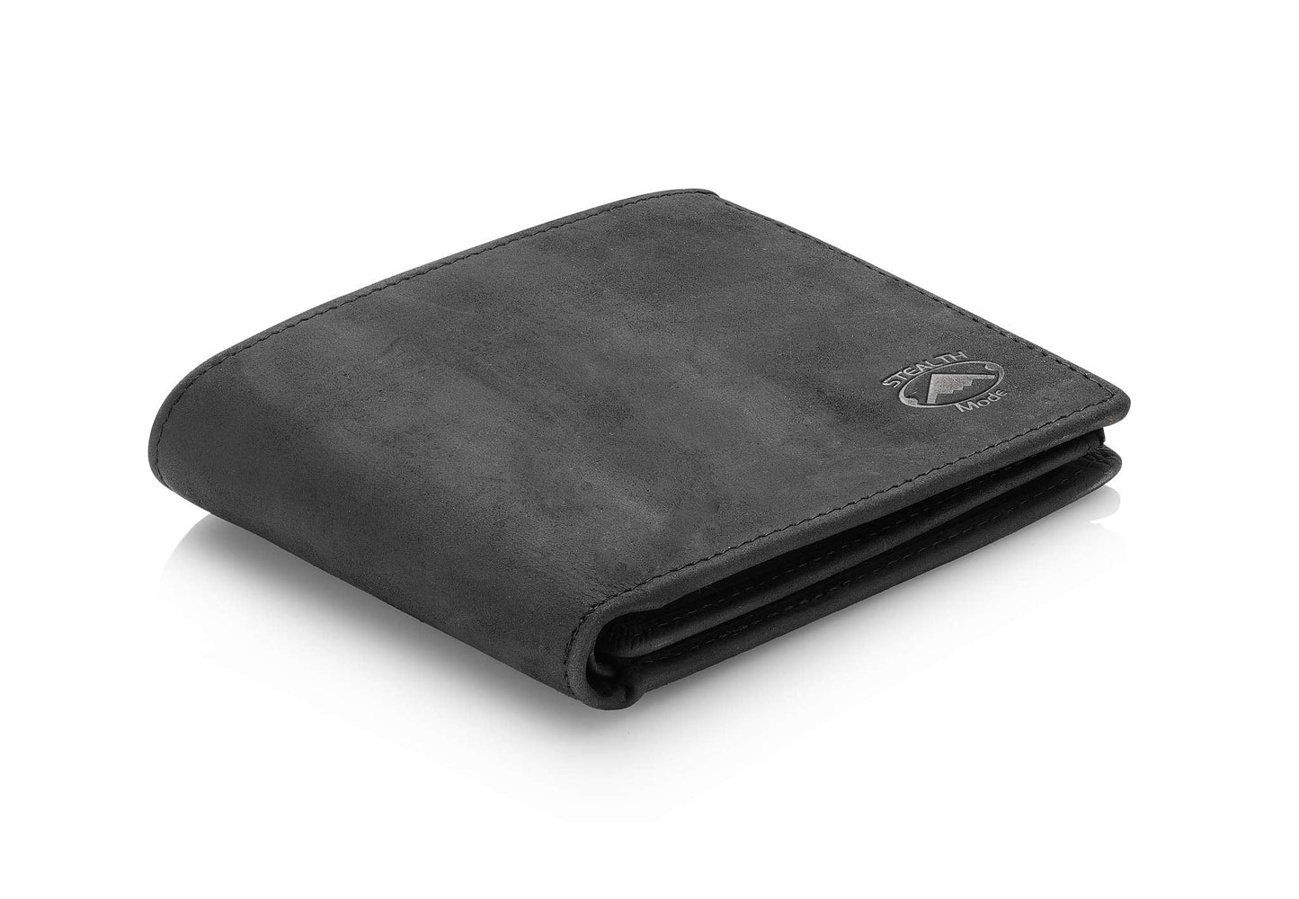 Stealth Mode Leather Bifold Wallet for Men - RFID Blocking, 11 Card Slots, Gift Box