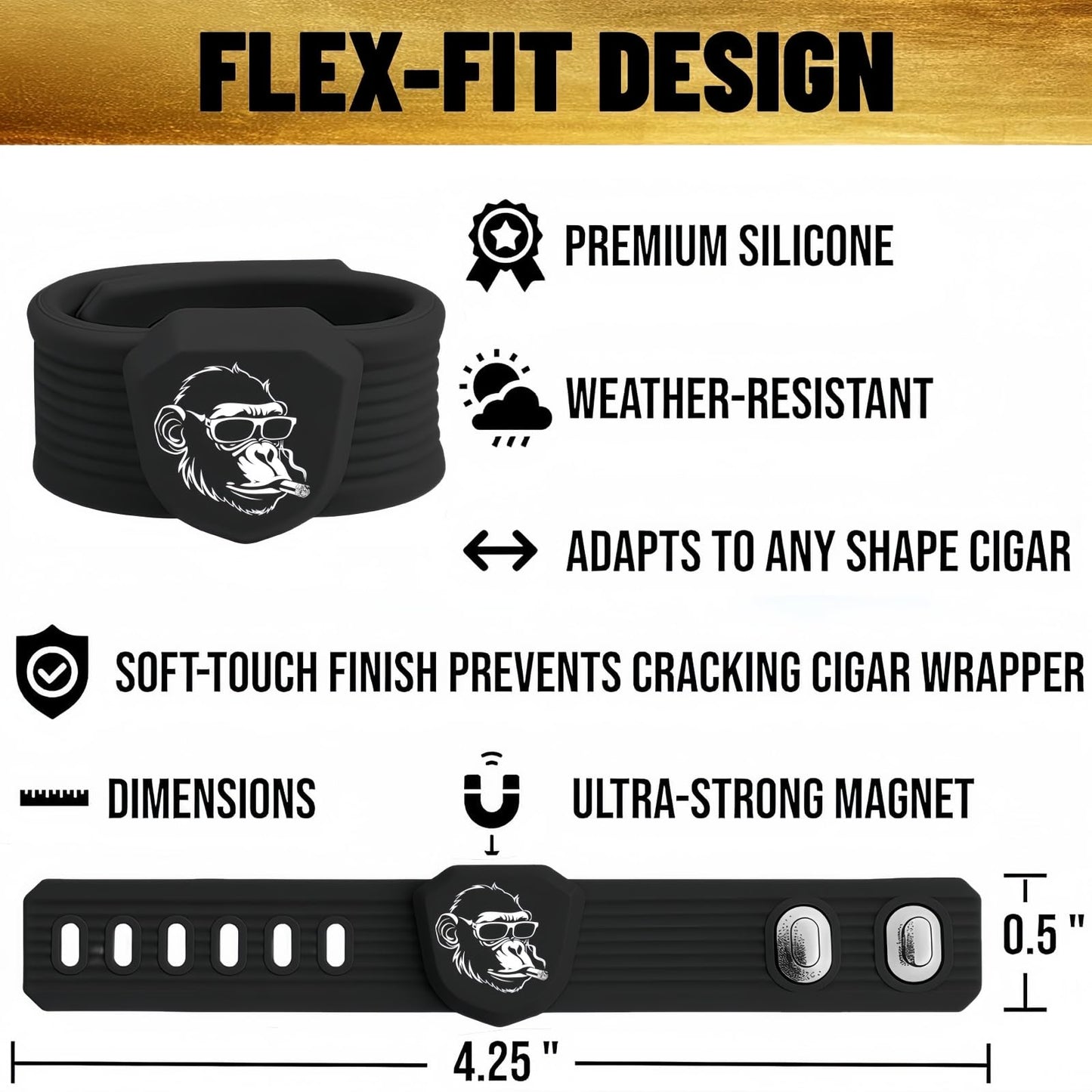 MOYEE Herculean Gorilla Strong Magnetic Cigar Holder - Portable Stogie Clip for Golf Carts & Accessories for Men - Premium Golf Gifts - Perfect for Fishing, Grilling, Camping & Sporting Events