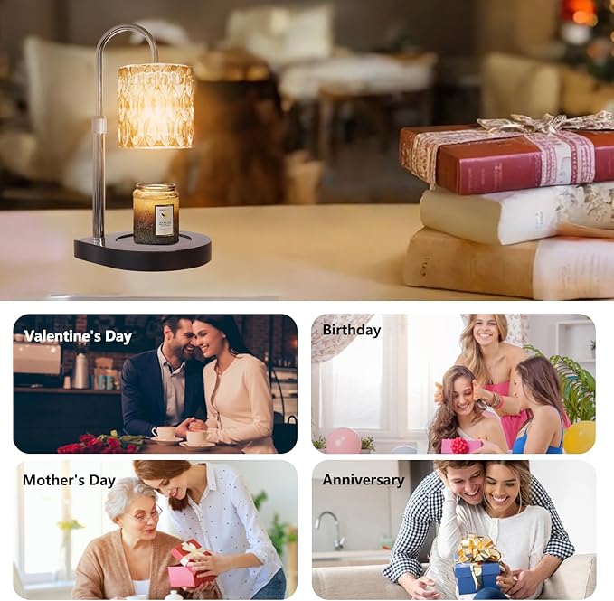 GEEZO Fragrance Candle Warmer Lamp,Electric Candle Warmer with Timer & Dimmer,Mom Christmas Birthday Gifts for Women, House Warming Gifts New Home Bedroom Decor