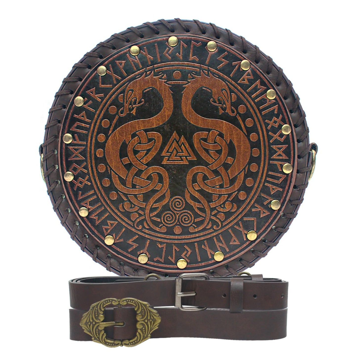 HelixTrim Renaissance Bag for Women Medieval Belt Purse Pirate Viking Embossed Pouch Tree of Life Waist Bag Faux Leather Satchel,Ren Faire Accessories Gift for LARP,Cosplay,Festival and Travel,Brown2
