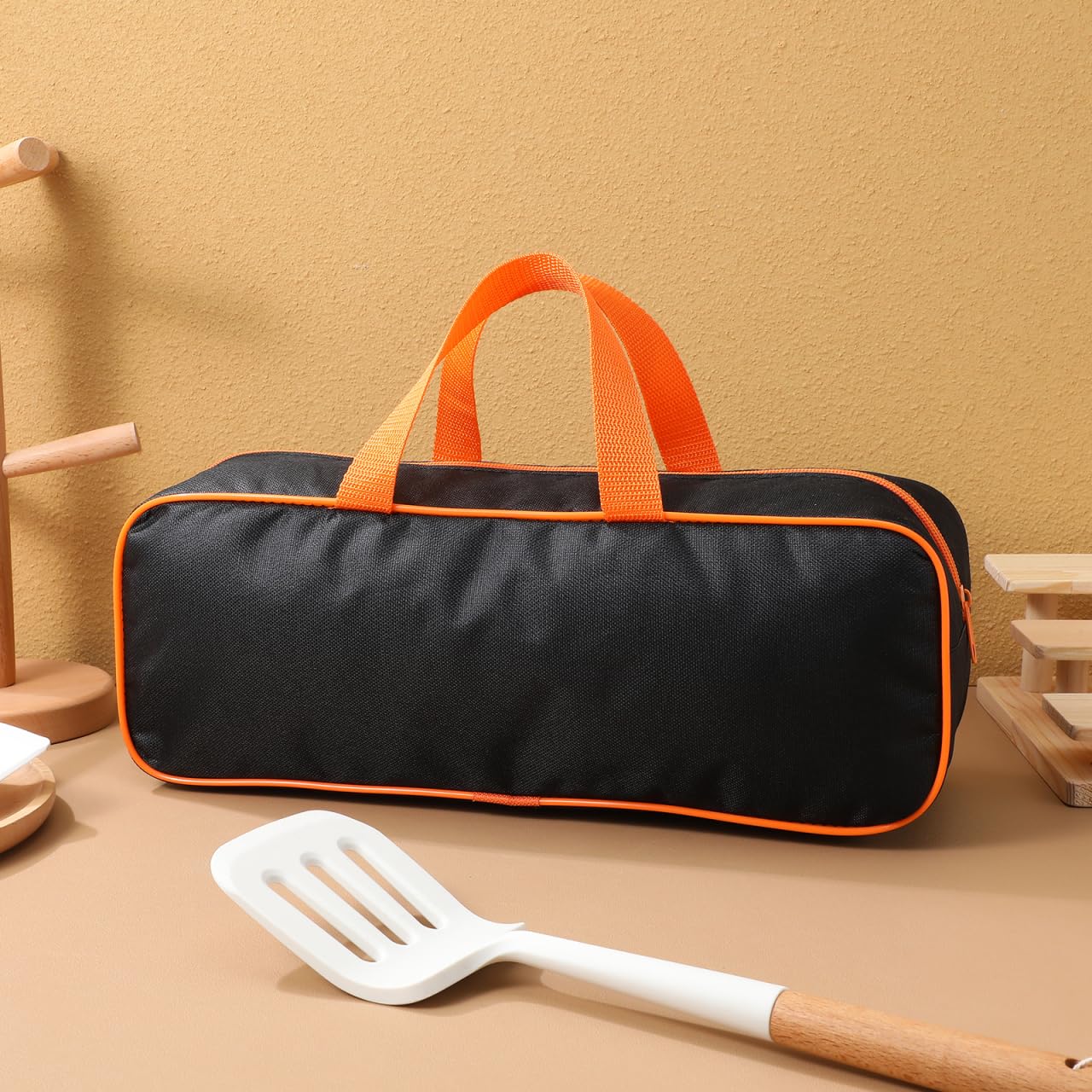 Angoily Grill Tool Storage Bag, 15 Inch Portable Oxford Cloth Carry Tote for BBQ Grilling Accessories, Outdoor Cooking Camping Picnic Utensil Organizer with Zipper