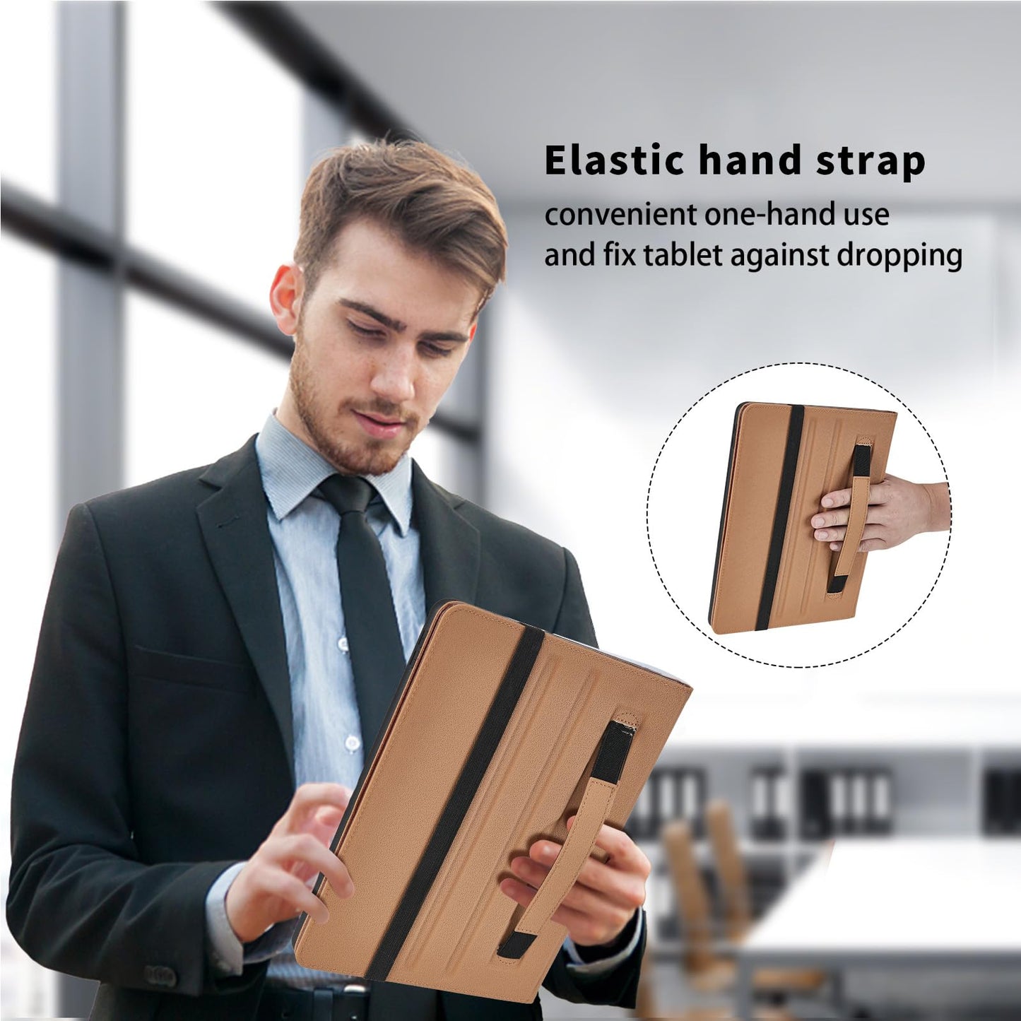 Case for Samsung Galaxy Tab S10 Lite/ S10 FE/ S9 FE 10.9 Inch/ S9 11 Inch, PU Leather Folio Case with S Pen Holder and Pocket, Auto Wake/Sleep Smart Tablet Cover, Black